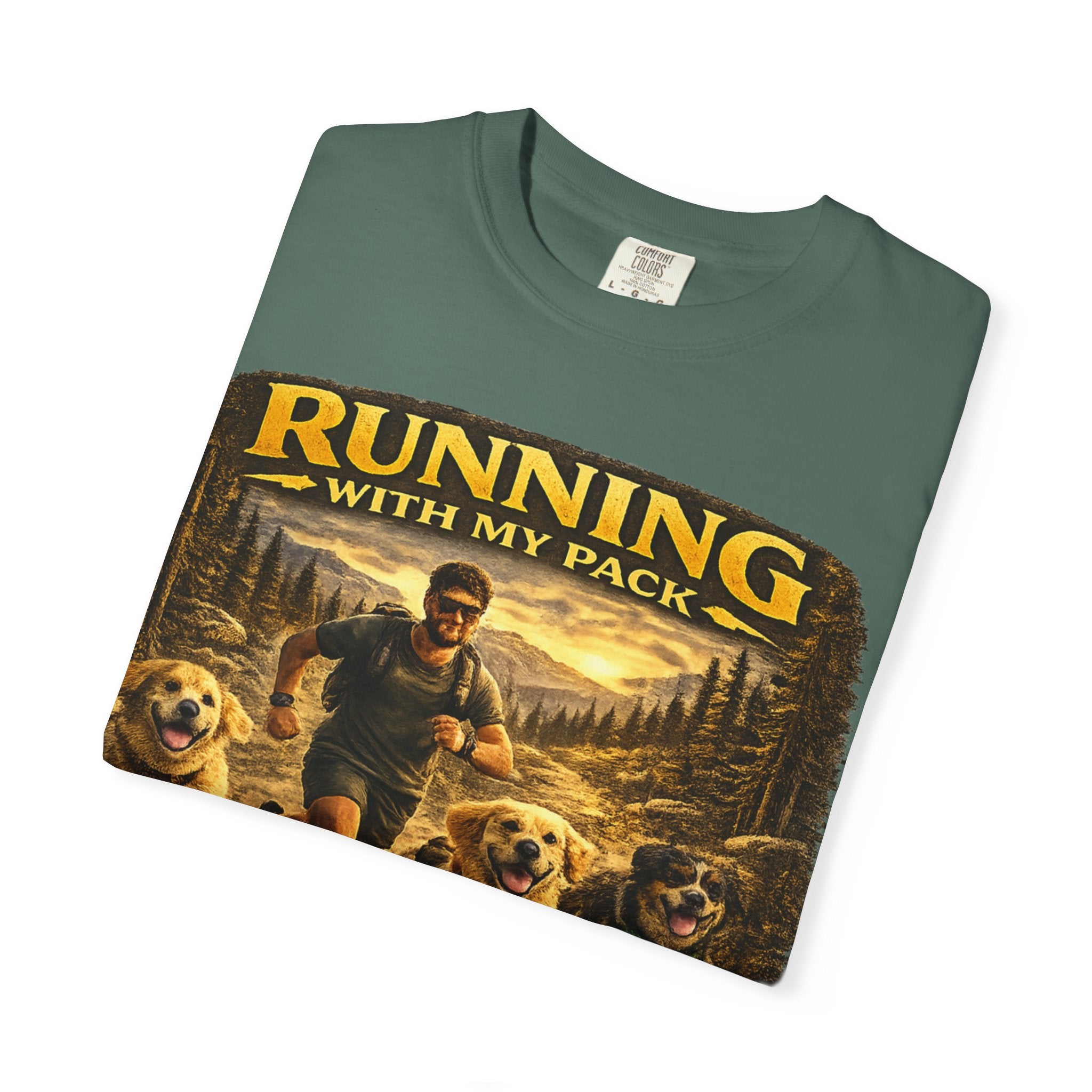 COLD HALO | Running with My Pack Dog Lover T-Shirt| Golden Retriever Trail running Tee| outdoor adventure | funny pet gift