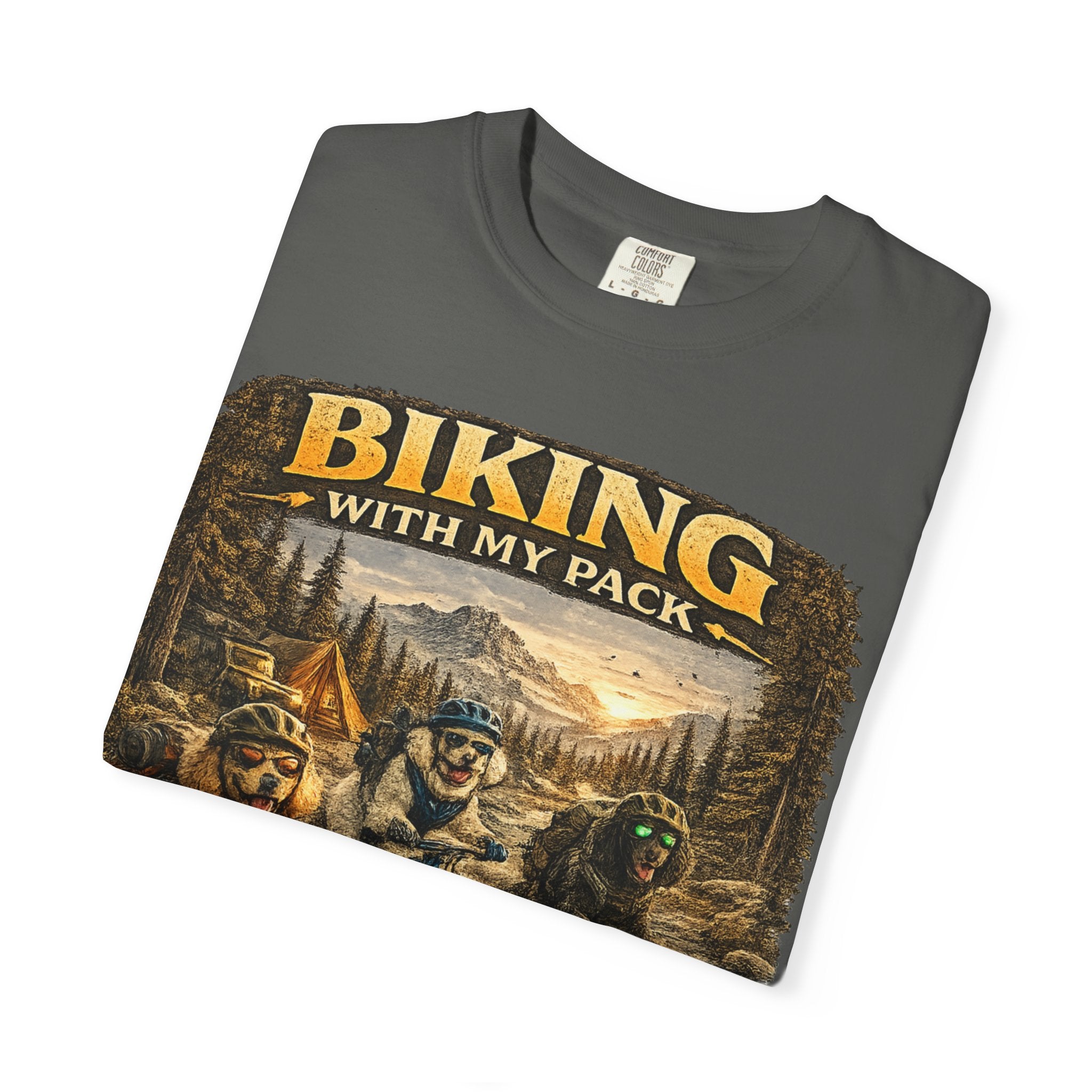 Biking With My Pack T-Shirt | Funny Dog Biking shirt| Adventure Dog Biking shirt| Adventure Dog Lover Tee| Mountain Bike Dog Dad gift
