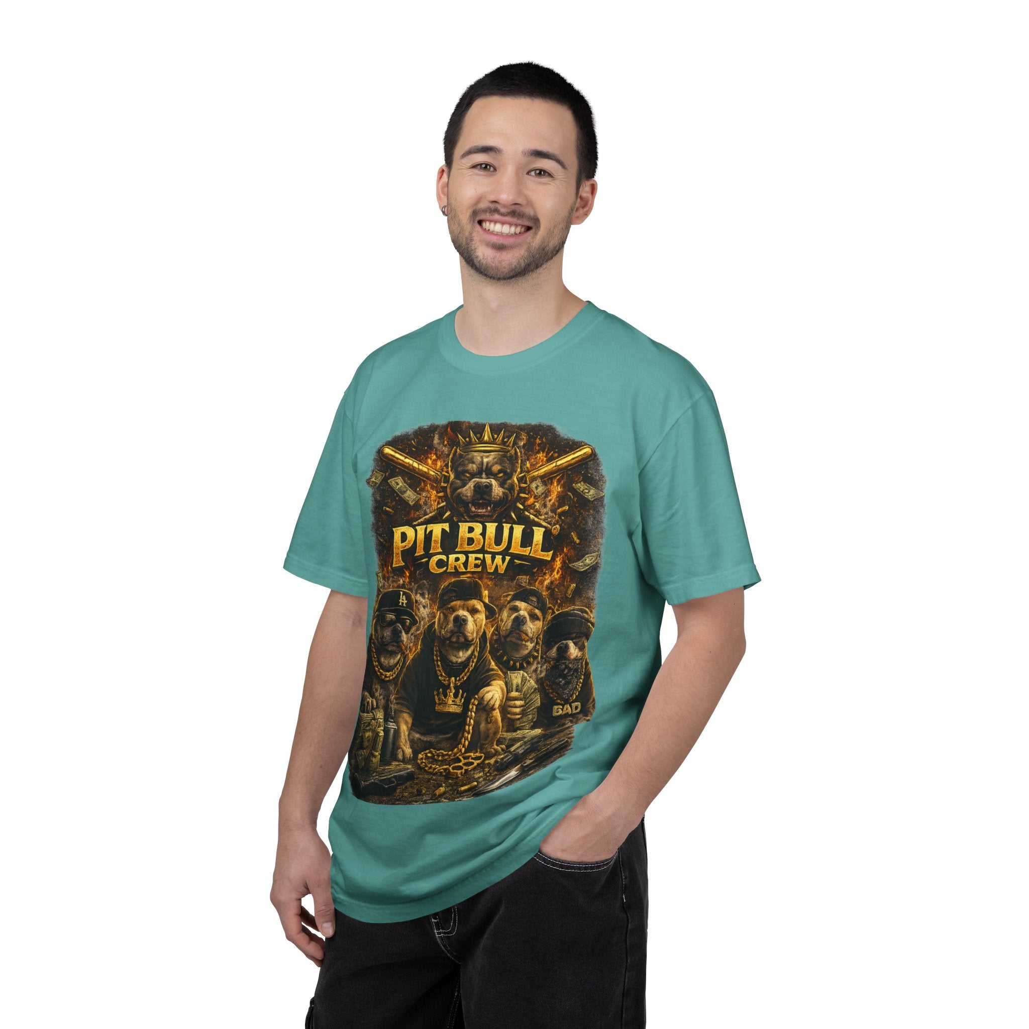COLD HALO | Pit Bull Crew Graphic T-Shirt| Urban  streetwear  dog shirt|  — Bold Streetwear Tee for Dog Lovers| Pitbull Lover Gift for men and women