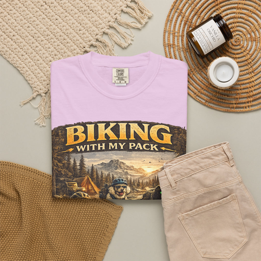 Biking With My Pack T-Shirt | Funny Dog Biking shirt| Adventure Dog Biking shirt| Adventure Dog Lover Tee| Mountain Bike Dog Dad gift