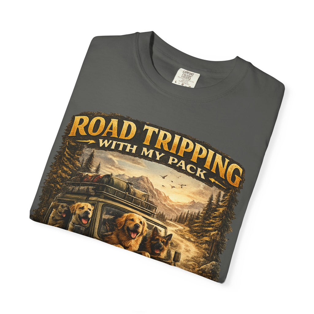 Road Tripping with My Pack T-Shirt| Funny Dog Road Trip -Shirt| Adventure Dog Lover Tee| Camping & Travel Gift Hor Pet Owners