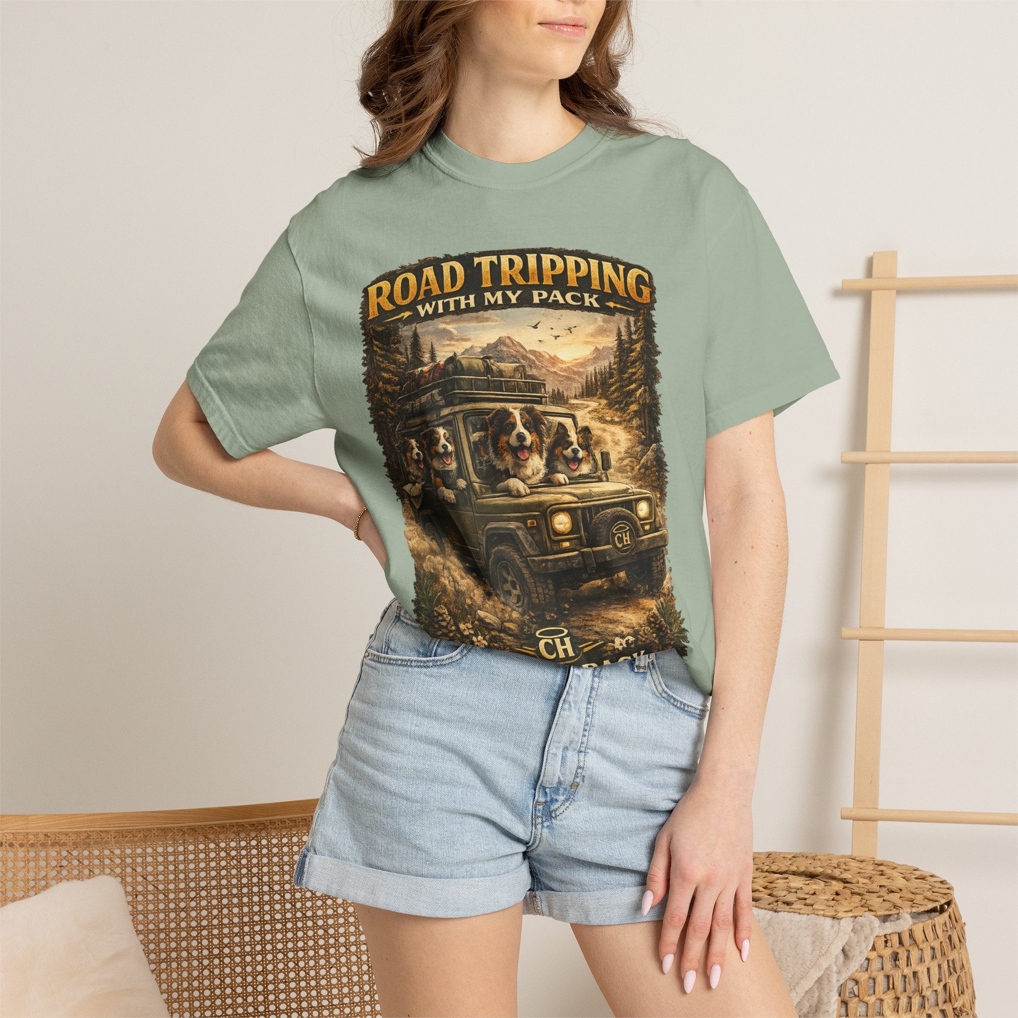 Road Tripping with My Pack T-Shirt| Funny Dog Road Trip -Shirt| Adventure Dog Lover Tee| Camping & Travel Gift Hor Pet Owners