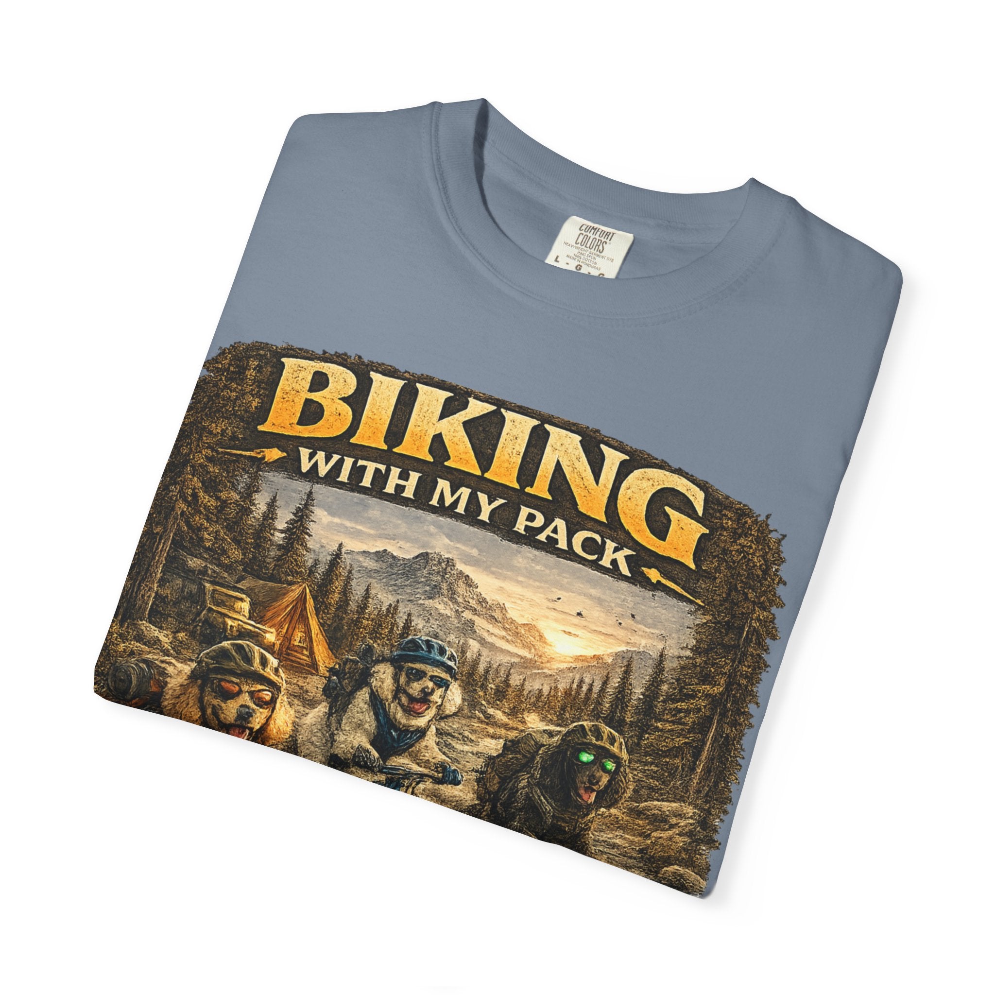 Biking With My Pack T-Shirt | Funny Dog Biking shirt| Adventure Dog Biking shirt| Adventure Dog Lover Tee| Mountain Bike Dog Dad gift