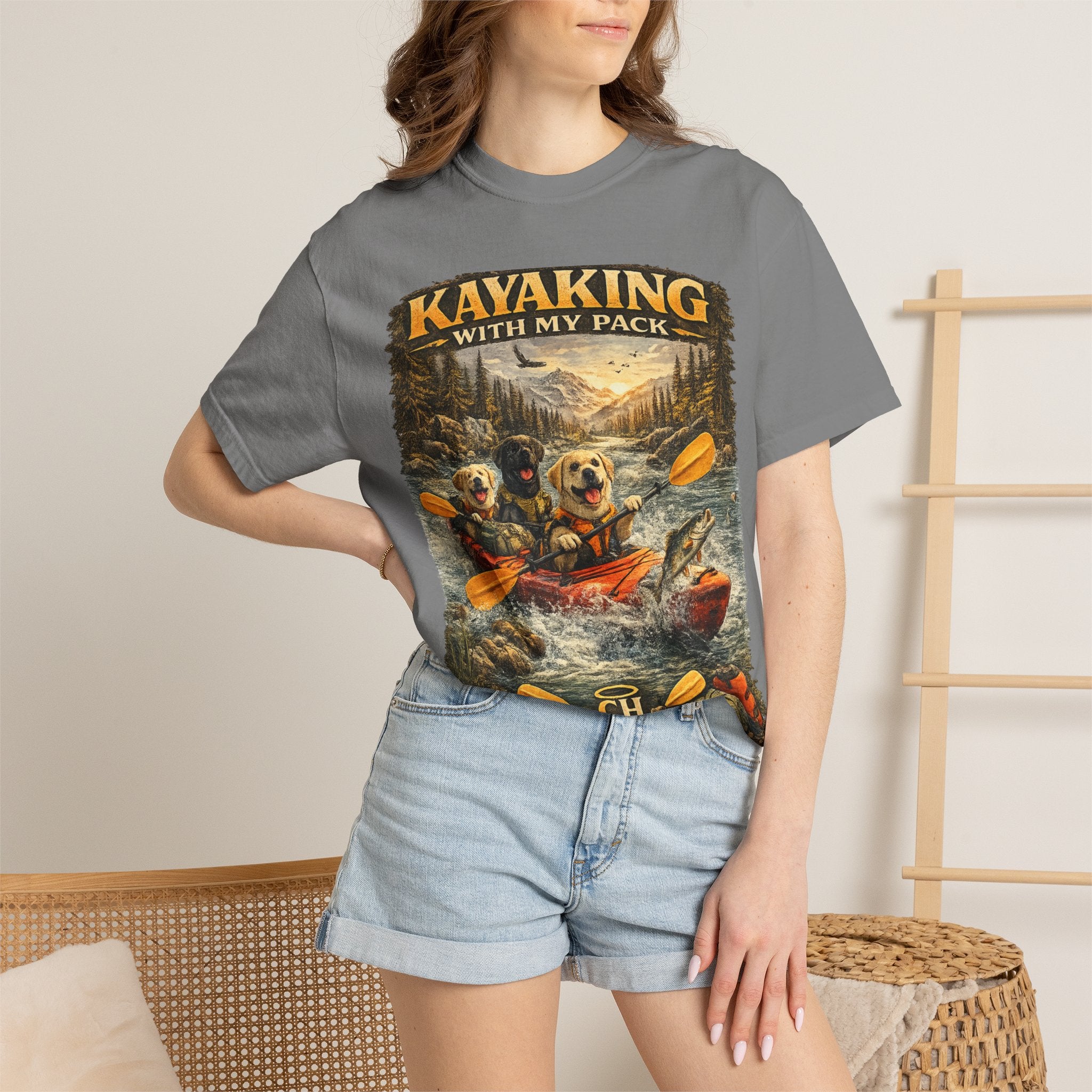 COLD HALO PETS |Kayaking T-Shirt Labrador Retriever Adventure Graphic Tee .