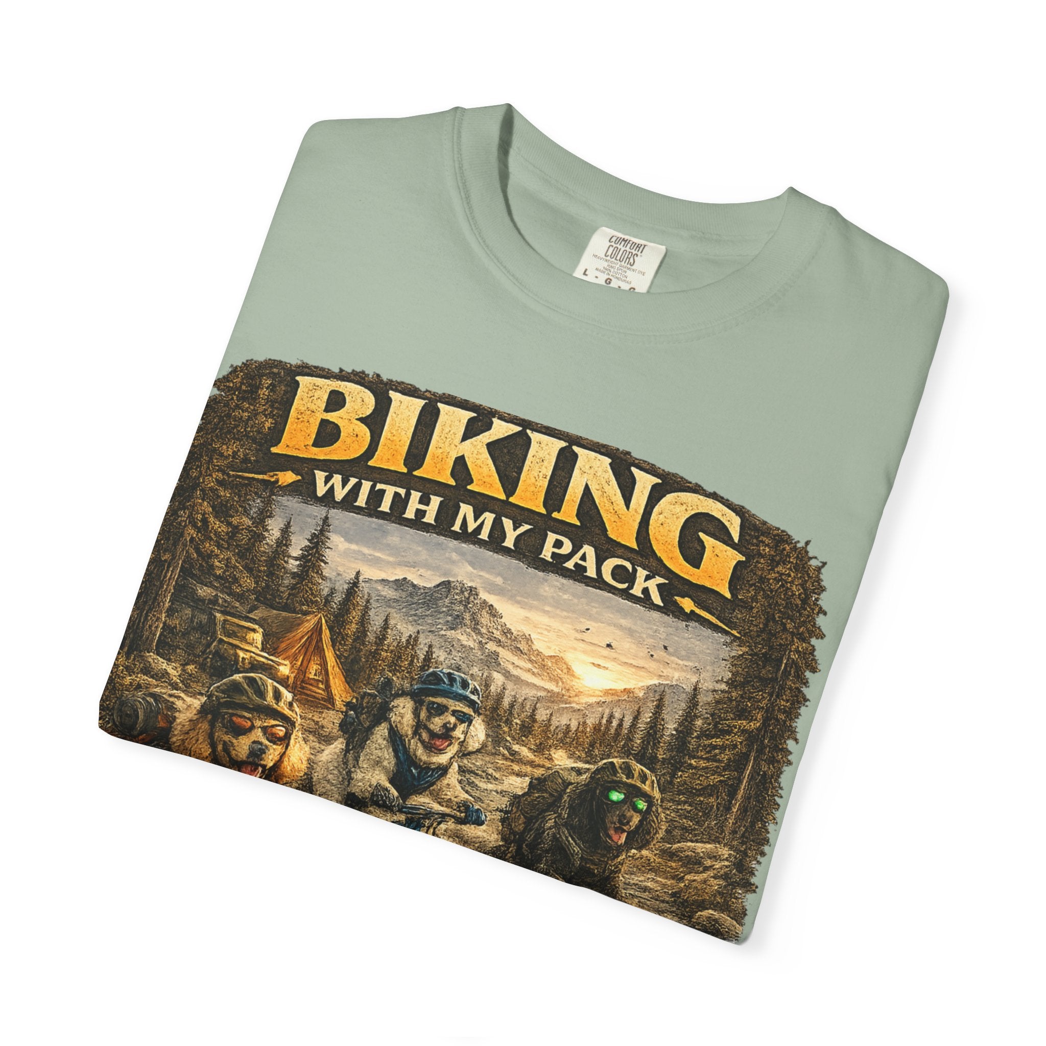 Biking With My Pack T-Shirt | Funny Dog Biking shirt| Adventure Dog Biking shirt| Adventure Dog Lover Tee| Mountain Bike Dog Dad gift