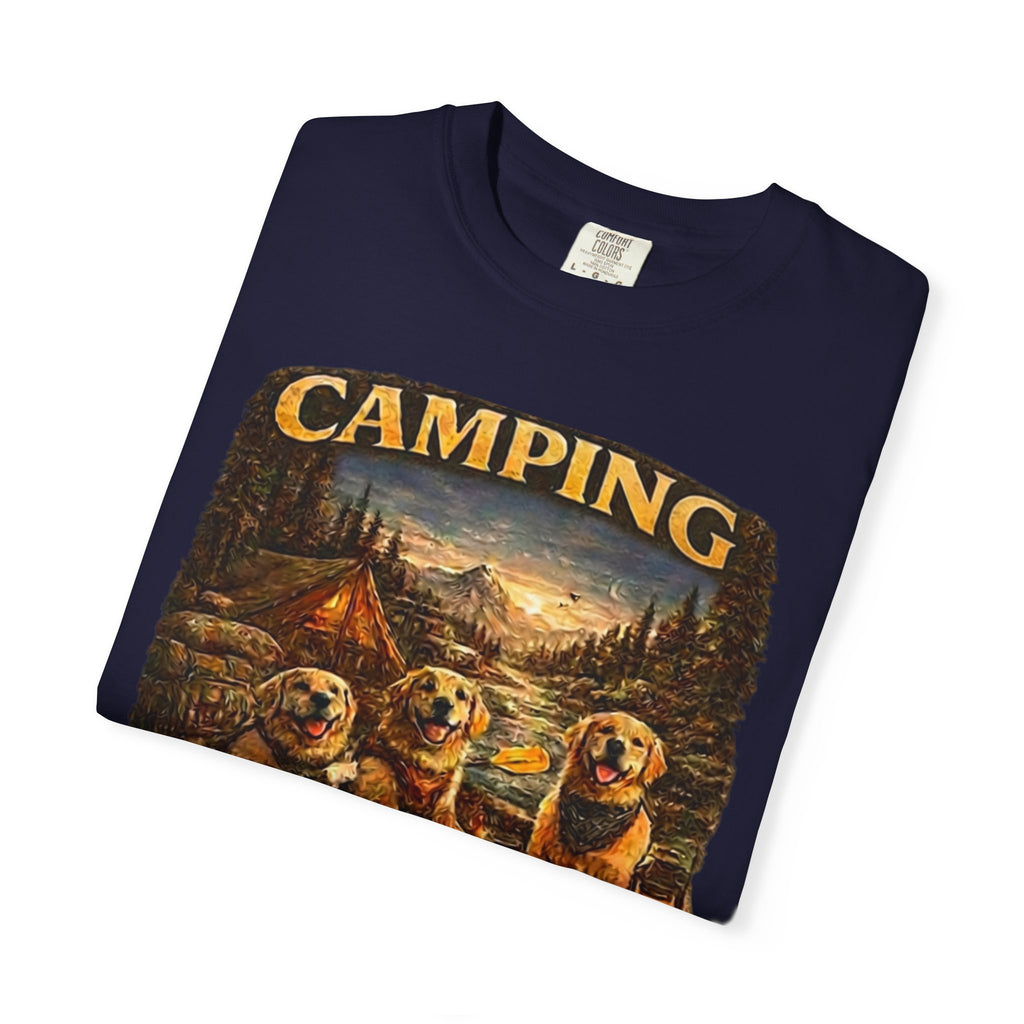 Camping With My Pack T-Shirt| Golden Retriever Camping Dog shirt | Campfires paw prints & Good memories Tee| Dog Lover outdoor