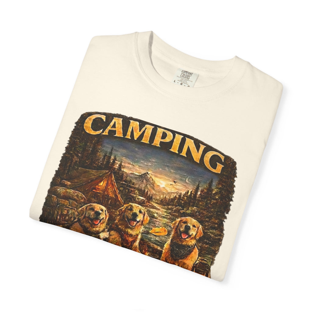 Camping With My Pack T-Shirt| Golden Retriever Camping Dog shirt | Campfires paw prints & Good memories Tee| Dog Lover outdoor