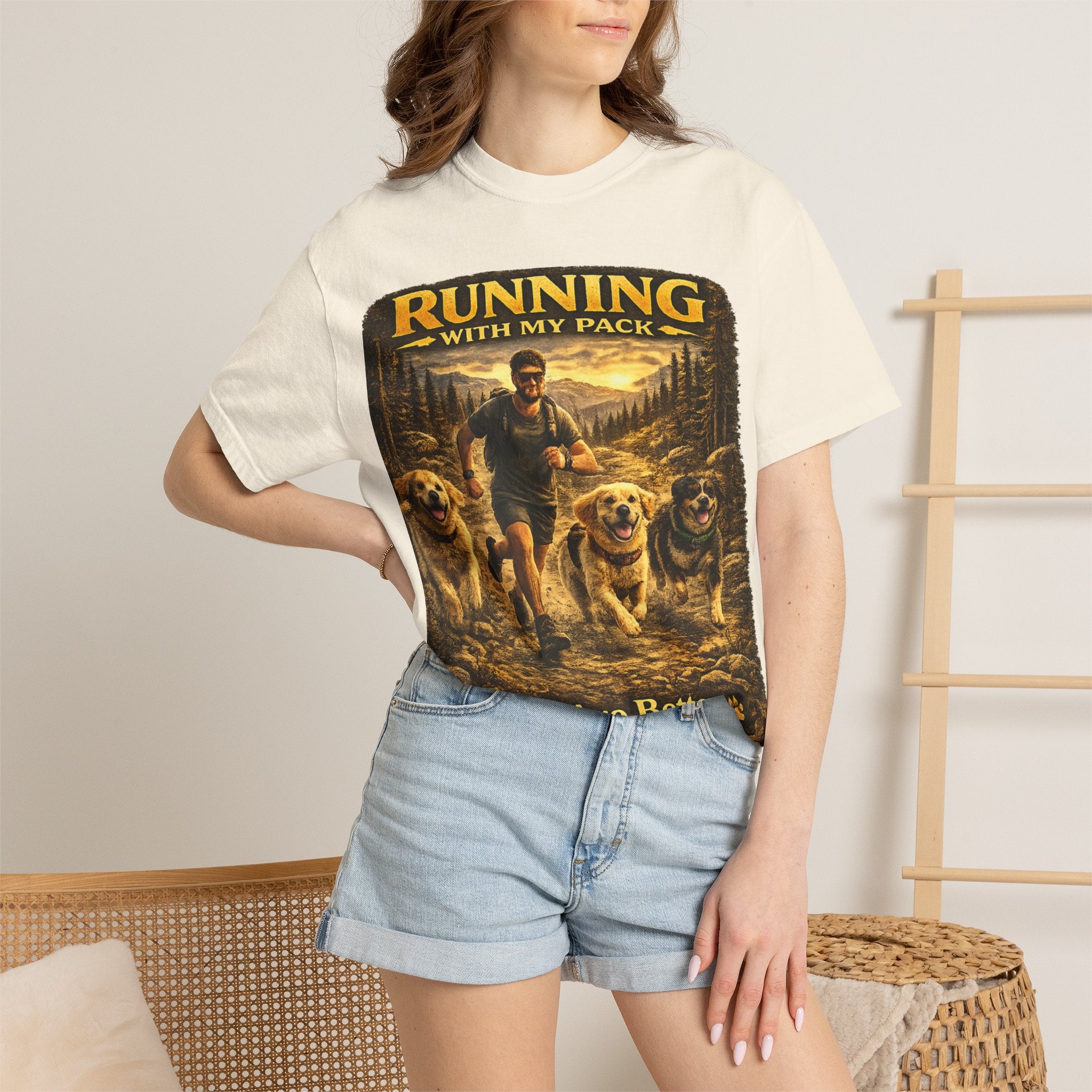 COLD HALO | Running with My Pack Dog Lover T-Shirt| Golden Retriever Trail running Tee| outdoor adventure | funny pet gift