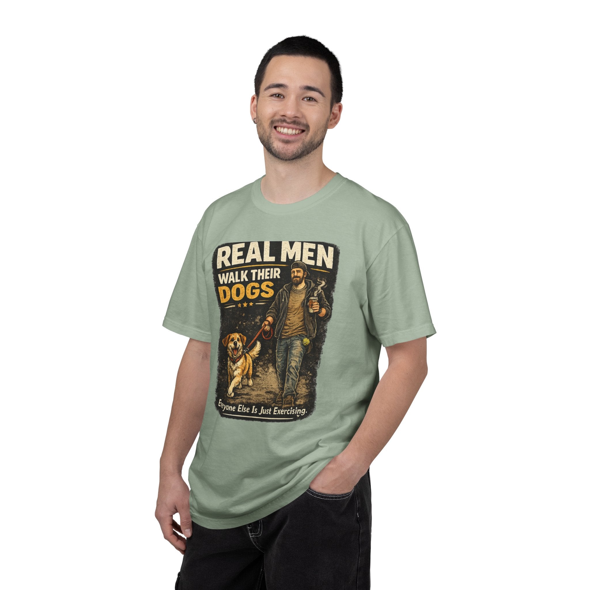COLD HALO PETS |Real Men Walk Their Dogs Funny Dog Lover Graphic Tee