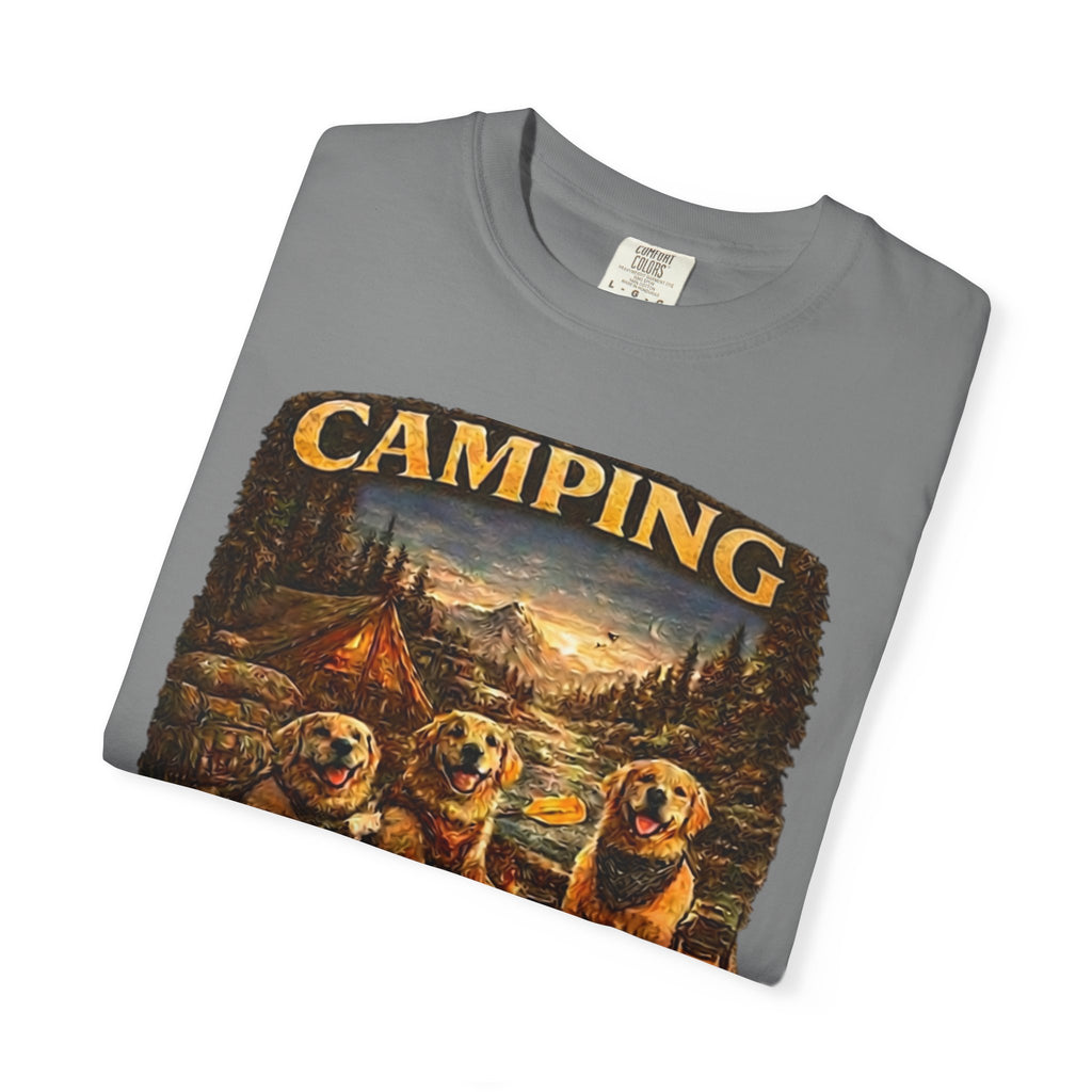 Camping With My Pack T-Shirt| Golden Retriever Camping Dog shirt | Campfires paw prints & Good memories Tee| Dog Lover outdoor