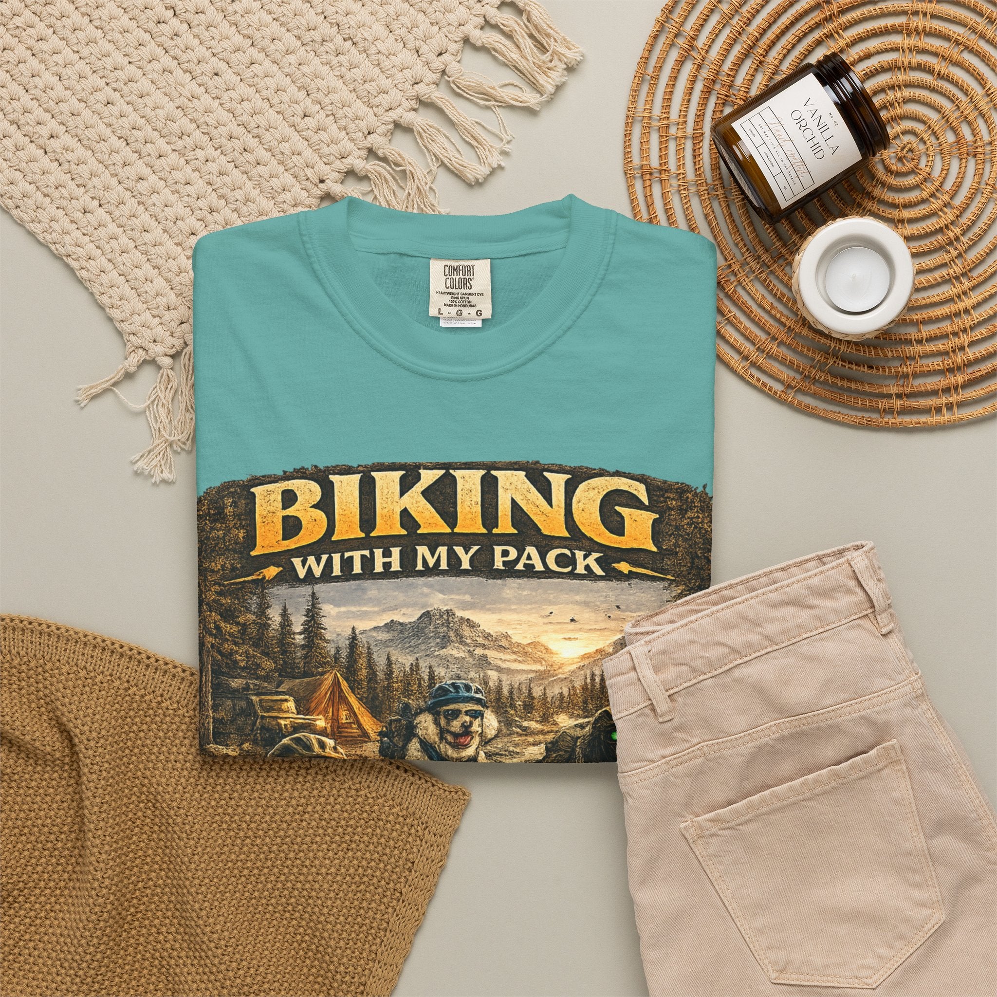 Biking With My Pack T-Shirt | Funny Dog Biking shirt| Adventure Dog Biking shirt| Adventure Dog Lover Tee| Mountain Bike Dog Dad gift