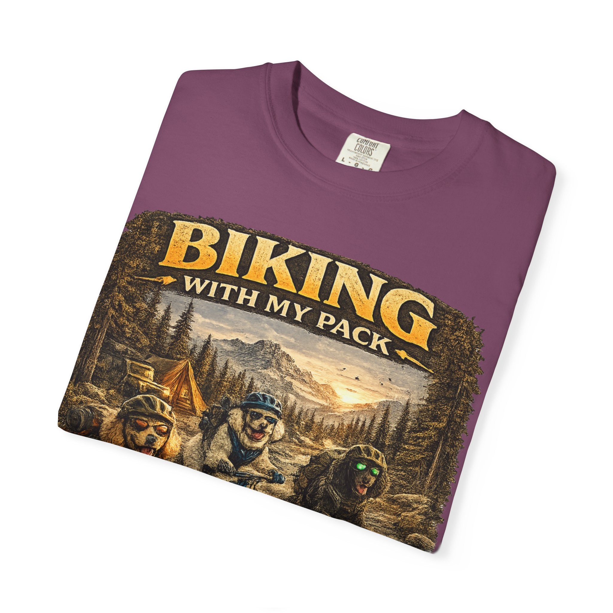 Biking With My Pack T-Shirt | Funny Dog Biking shirt| Adventure Dog Biking shirt| Adventure Dog Lover Tee| Mountain Bike Dog Dad gift