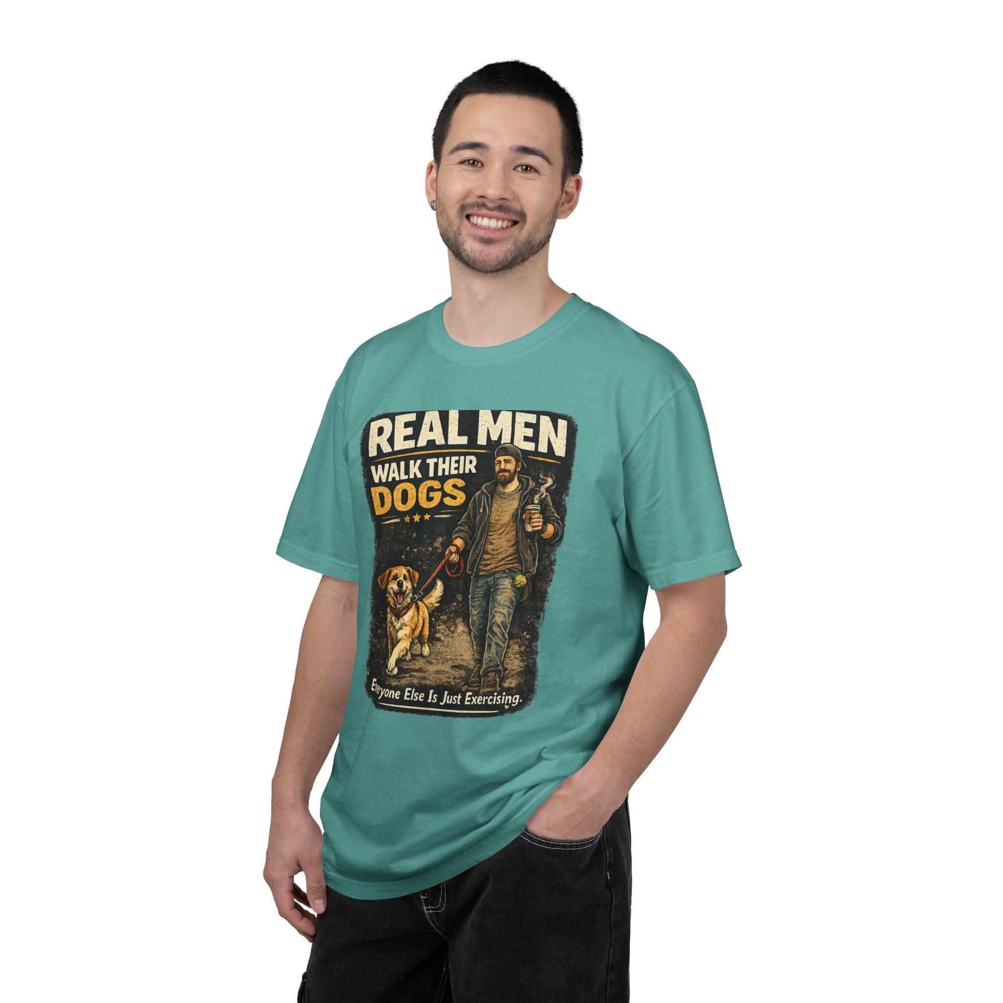 COLD HALO PETS |Real Men Walk Their Dogs Funny Dog Lover Graphic Tee