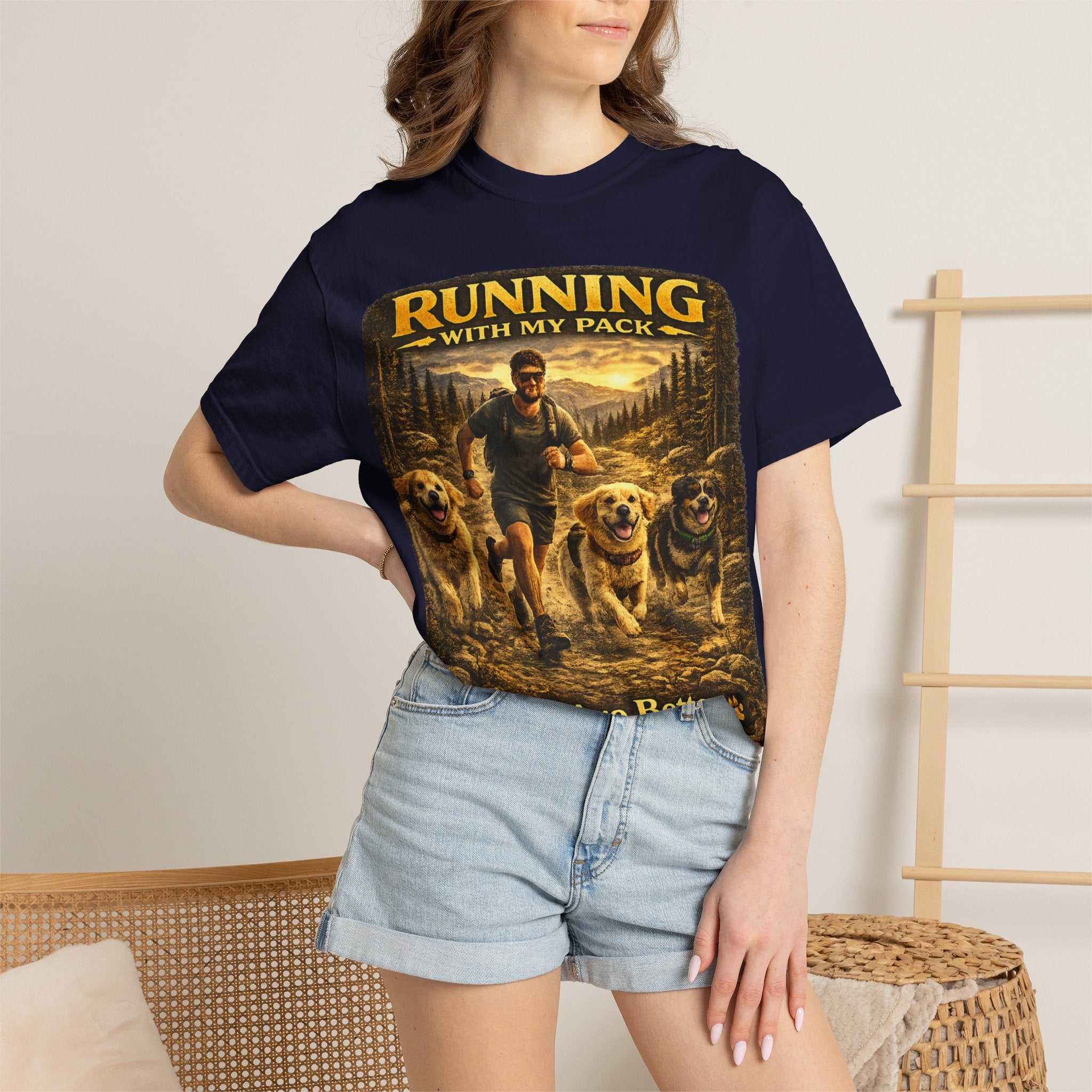 COLD HALO | Running with My Pack Dog Lover T-Shirt| Golden Retriever Trail running Tee| outdoor adventure | funny pet gift