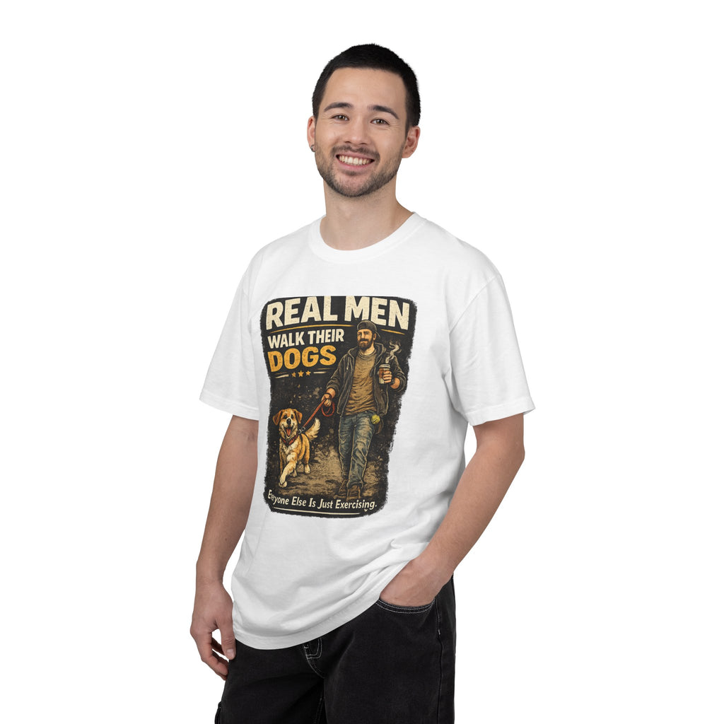COLD HALO PETS |Real Men Walk Their Dogs Funny Dog Lover Graphic Tee