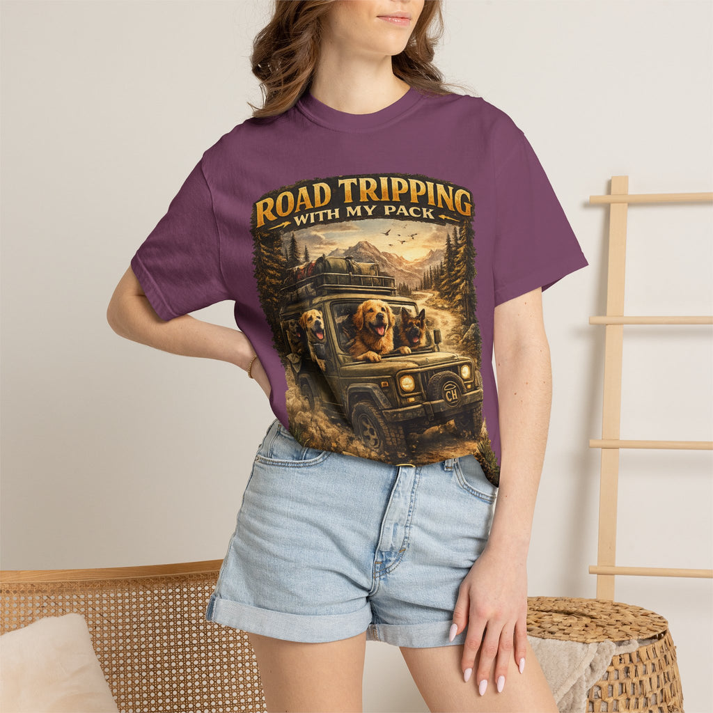 Road Tripping with My Pack T-Shirt| Funny Dog Road Trip -Shirt| Adventure Dog Lover Tee| Camping & Travel Gift Hor Pet Owners