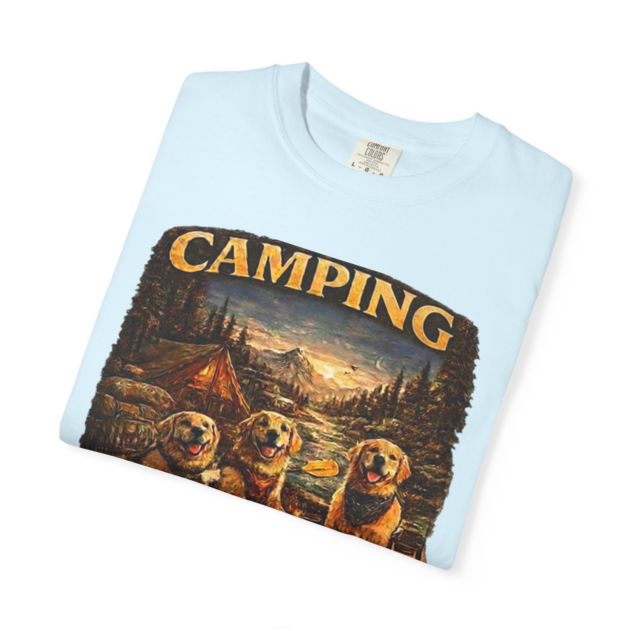 Camping With My Pack T-Shirt| Golden Retriever Camping Dog shirt | Campfires paw prints & Good memories Tee| Dog Lover outdoor