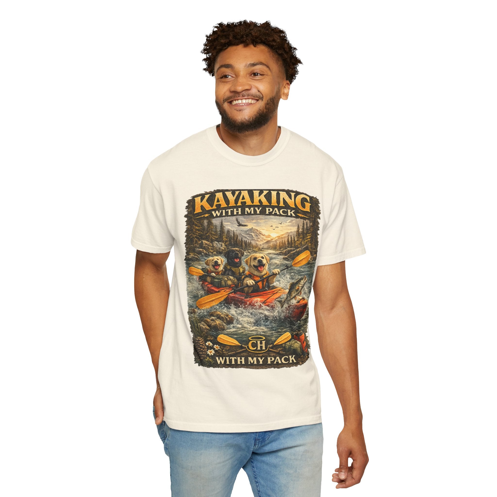 COLD HALO PETS |Kayaking T-Shirt Labrador Retriever Adventure Graphic Tee .