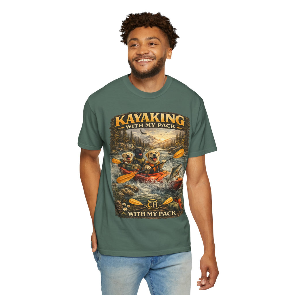 COLD HALO PETS |Kayaking T-Shirt Labrador Retriever Adventure Graphic Tee .