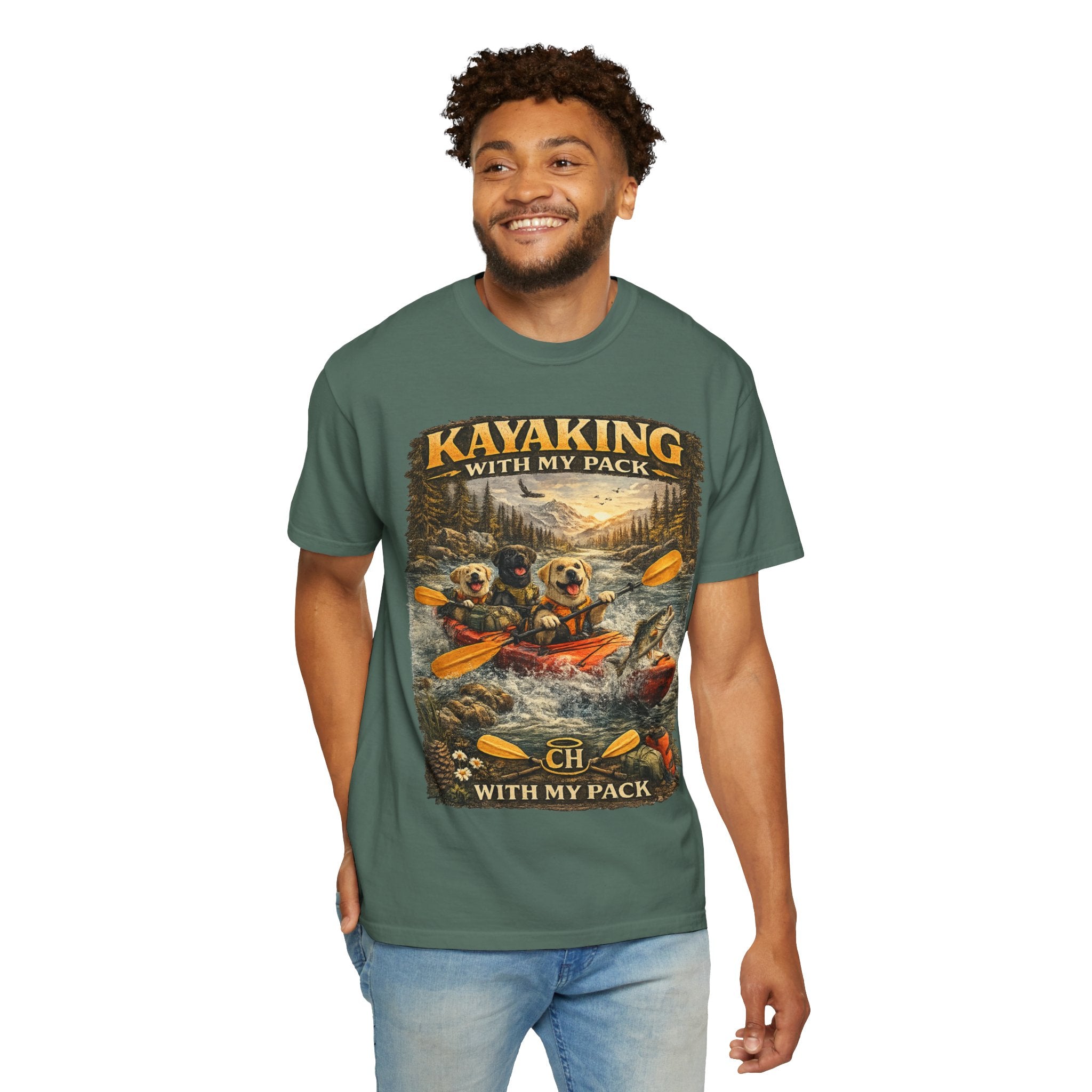 COLD HALO PETS |Kayaking T-Shirt Labrador Retriever Adventure Graphic Tee .