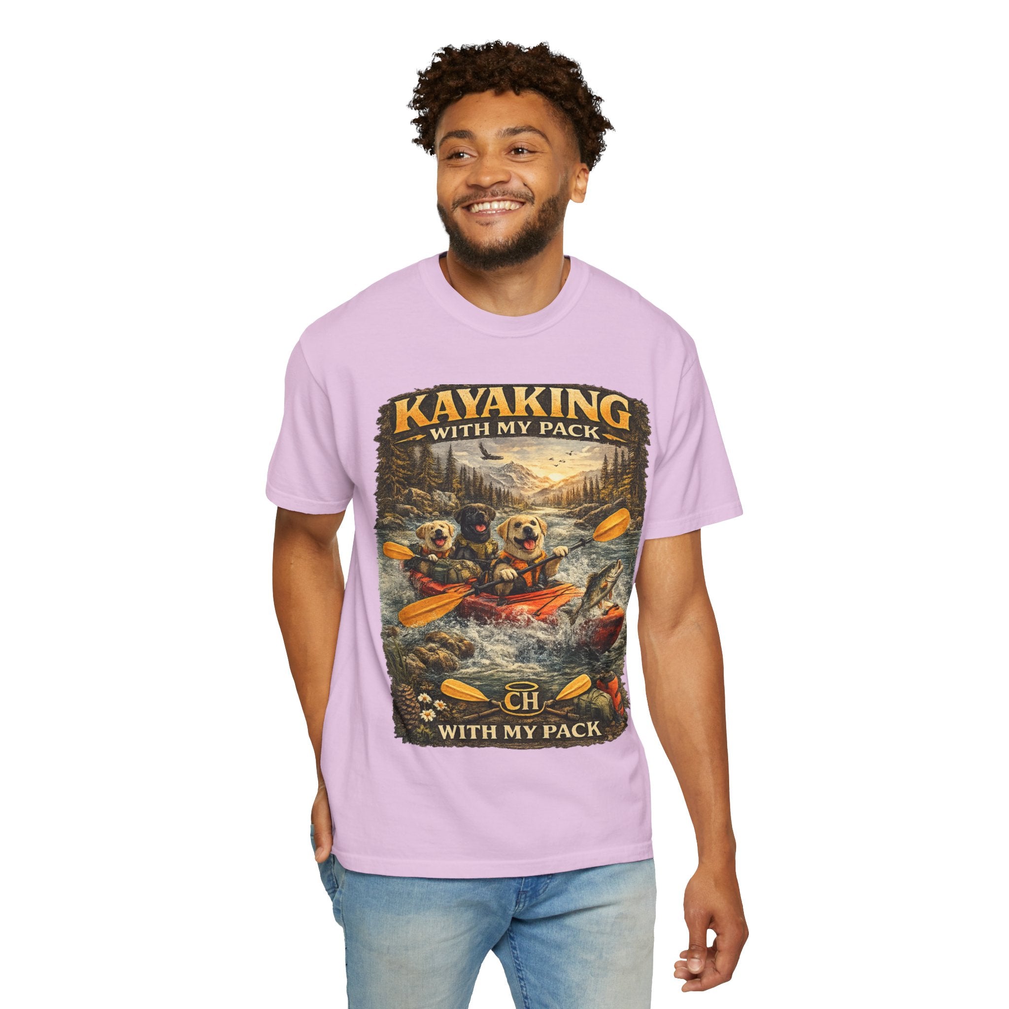 COLD HALO PETS |Kayaking T-Shirt Labrador Retriever Adventure Graphic Tee .
