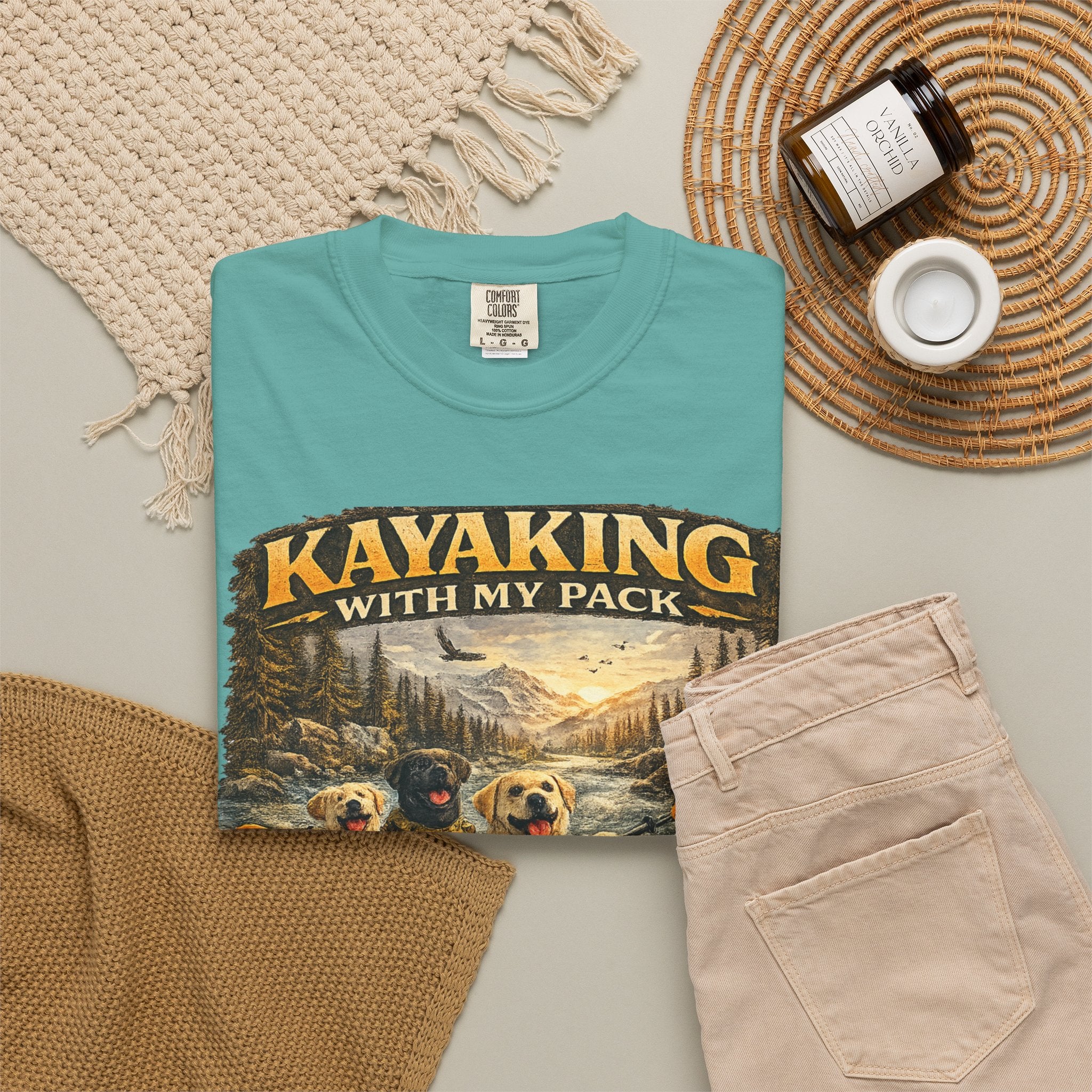 COLD HALO PETS |Kayaking T-Shirt Labrador Retriever Adventure Graphic Tee .