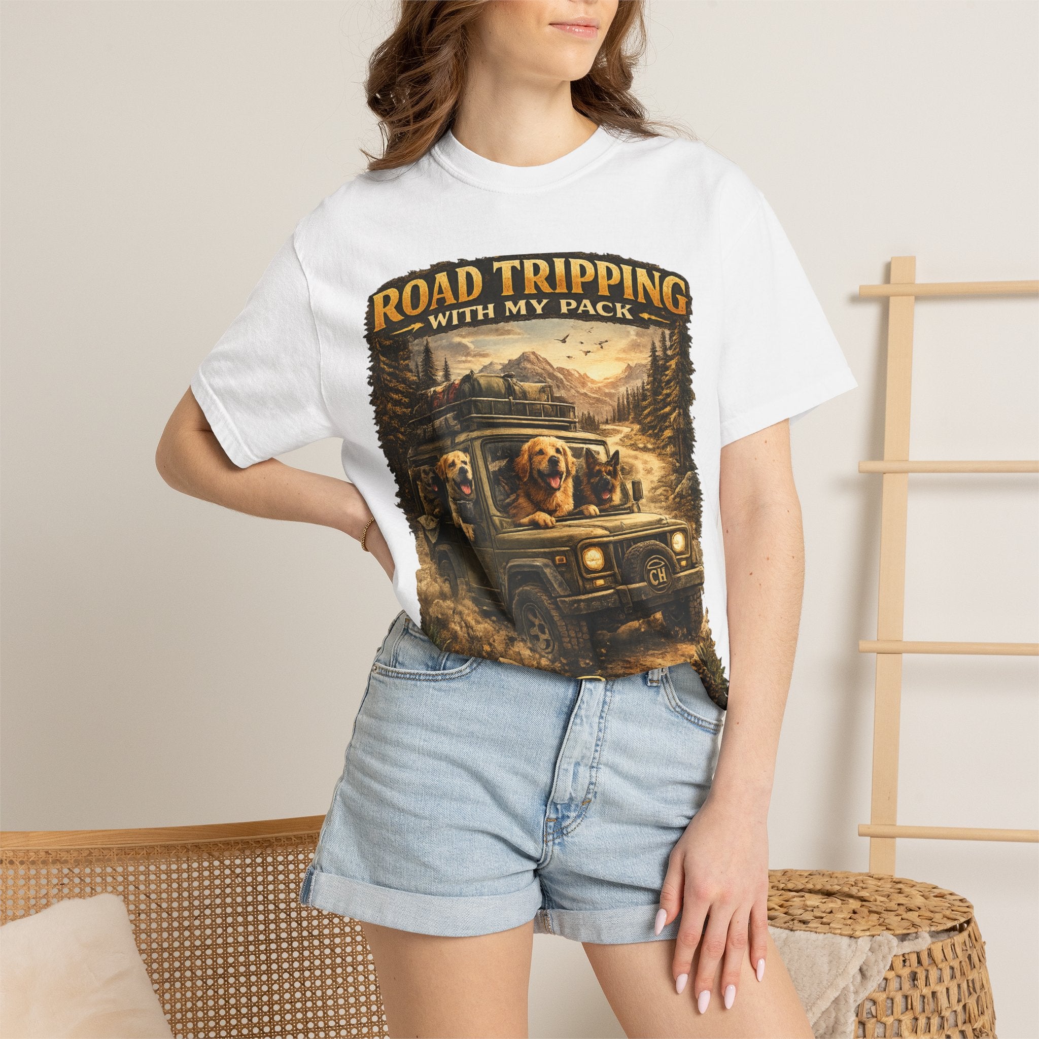 Road Tripping with My Pack T-Shirt| Funny Dog Road Trip -Shirt| Adventure Dog Lover Tee| Camping & Travel Gift Hor Pet Owners