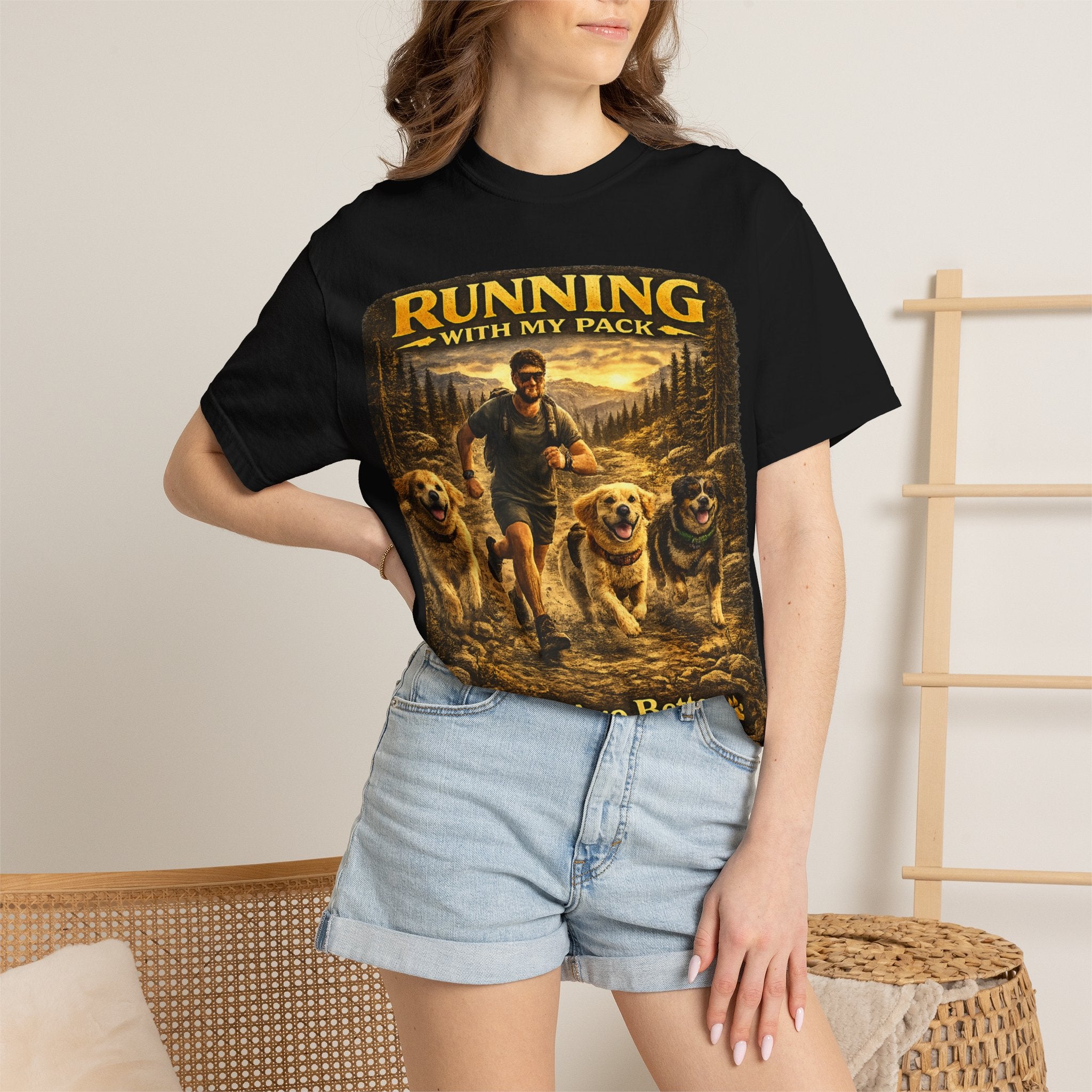 COLD HALO | Running with My Pack Dog Lover T-Shirt| Golden Retriever Trail running Tee| outdoor adventure | funny pet gift