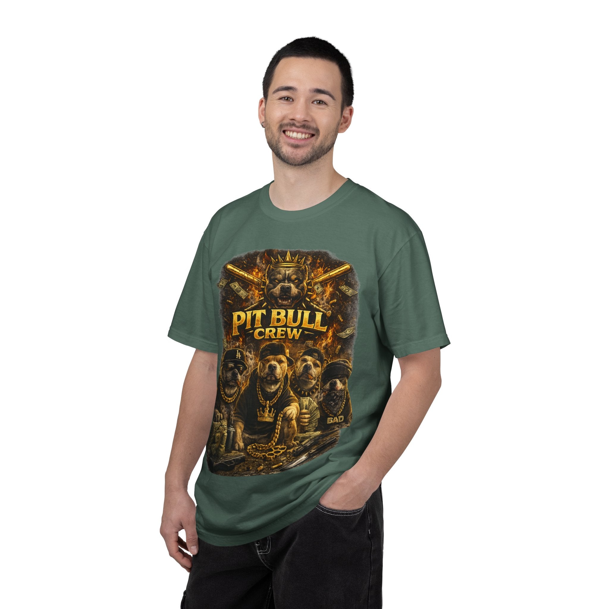 COLD HALO | Pit Bull Crew Graphic T-Shirt| Urban  streetwear  dog shirt|  — Bold Streetwear Tee for Dog Lovers| Pitbull Lover Gift for men and women