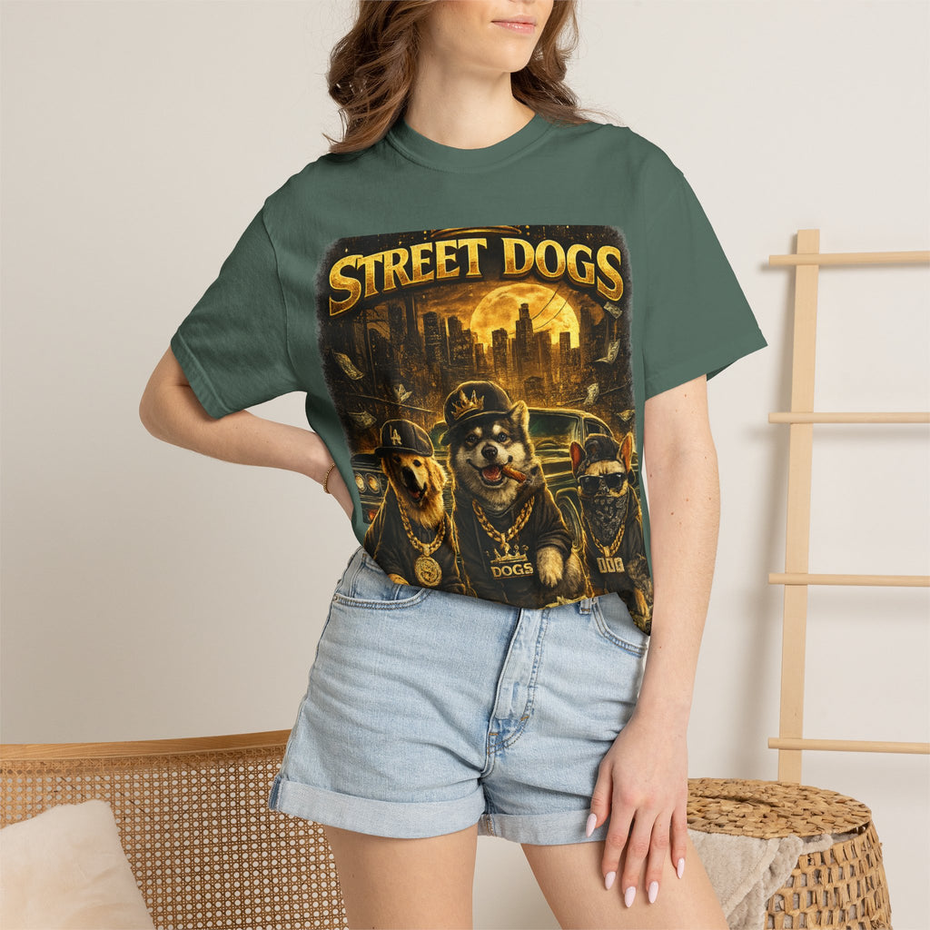 COLD HALO | Street Dogs funny Dog Graphic T-Shirt — Urban Dog  Hip Hop dog Graphic Tee| puppy streetwear shirt| Dog Lover gift.