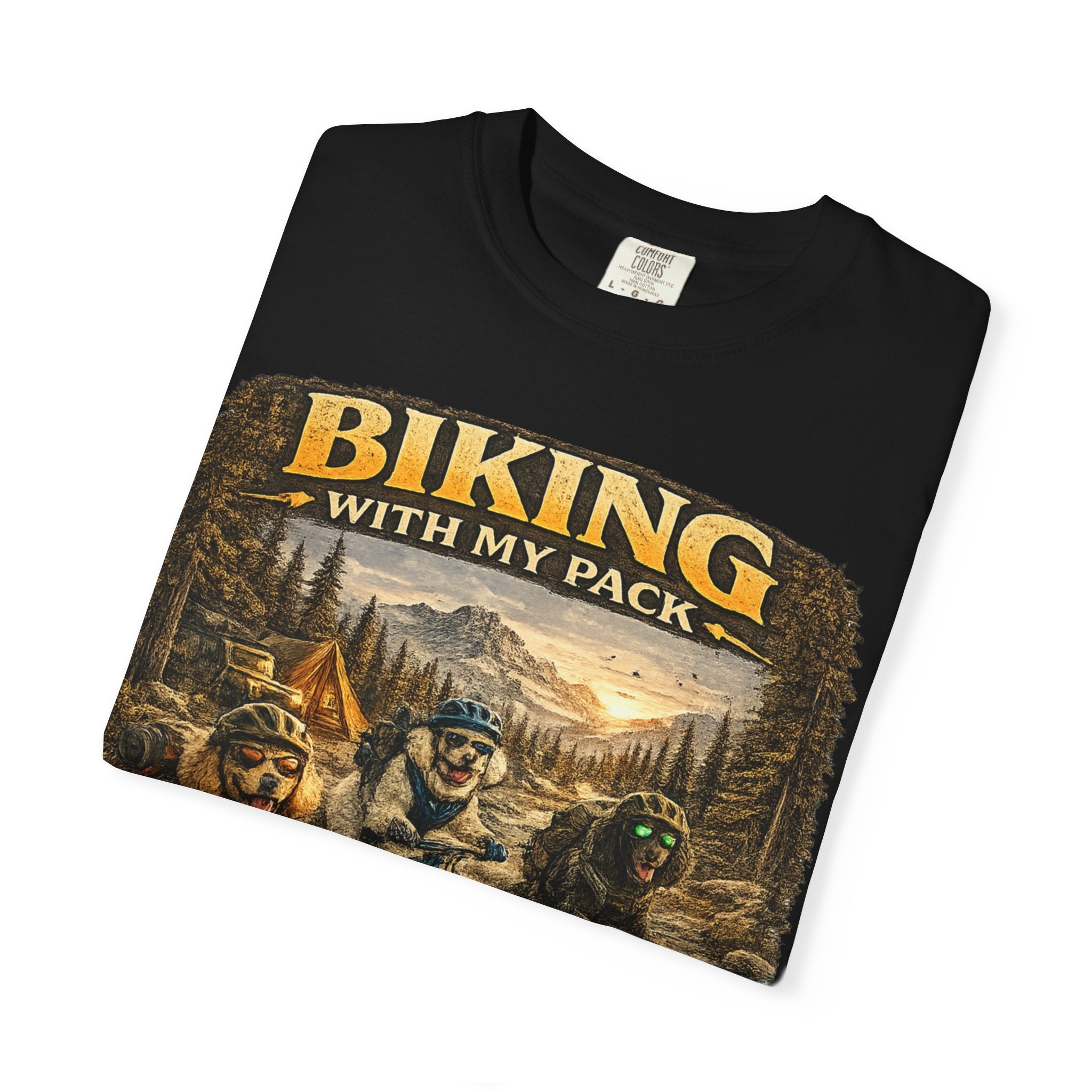 Biking With My Pack T-Shirt | Funny Dog Biking shirt| Adventure Dog Biking shirt| Adventure Dog Lover Tee| Mountain Bike Dog Dad gift