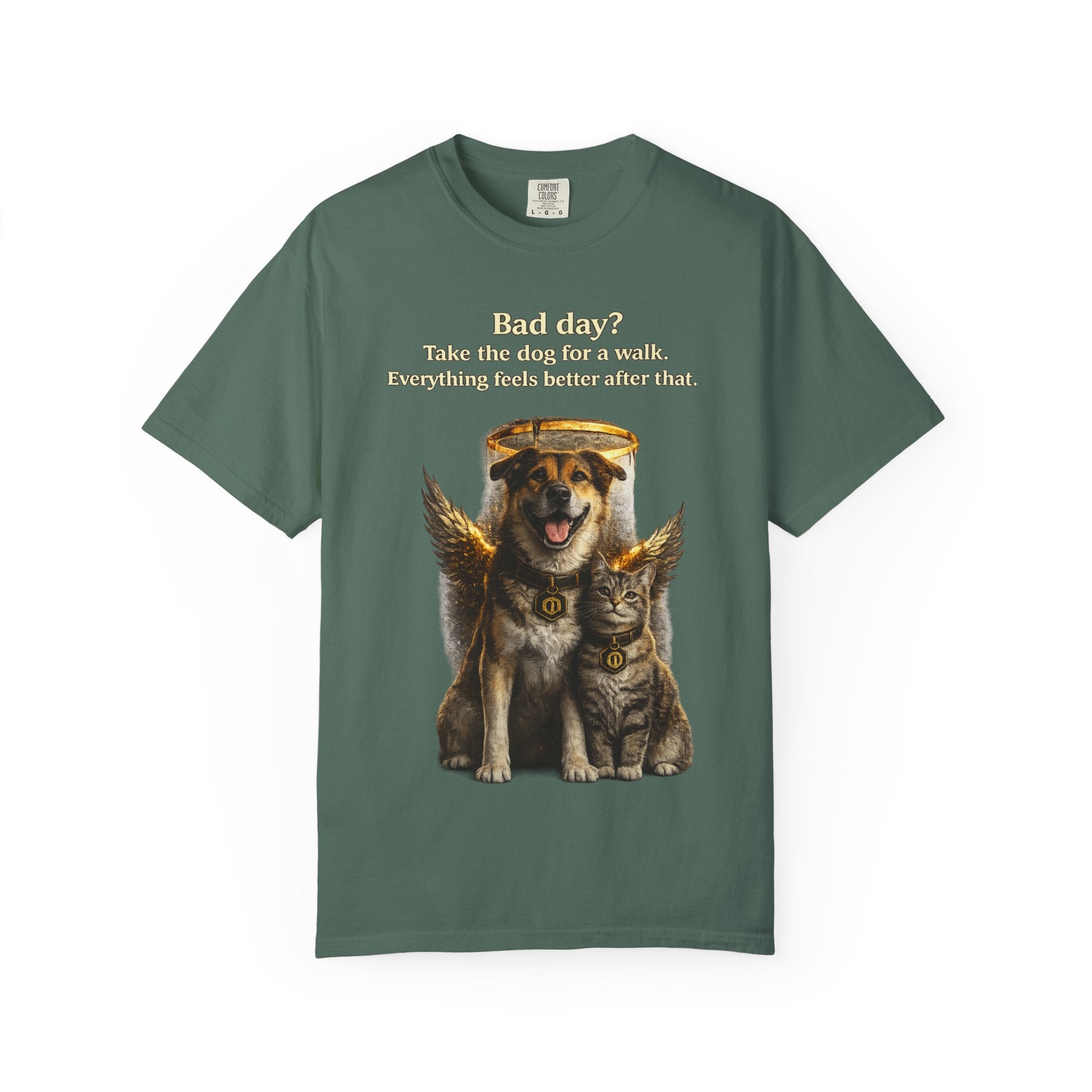 Bad day? Take The dog for a walk Cold Halo T-shirt / Dog lover Graphic -T- shirt