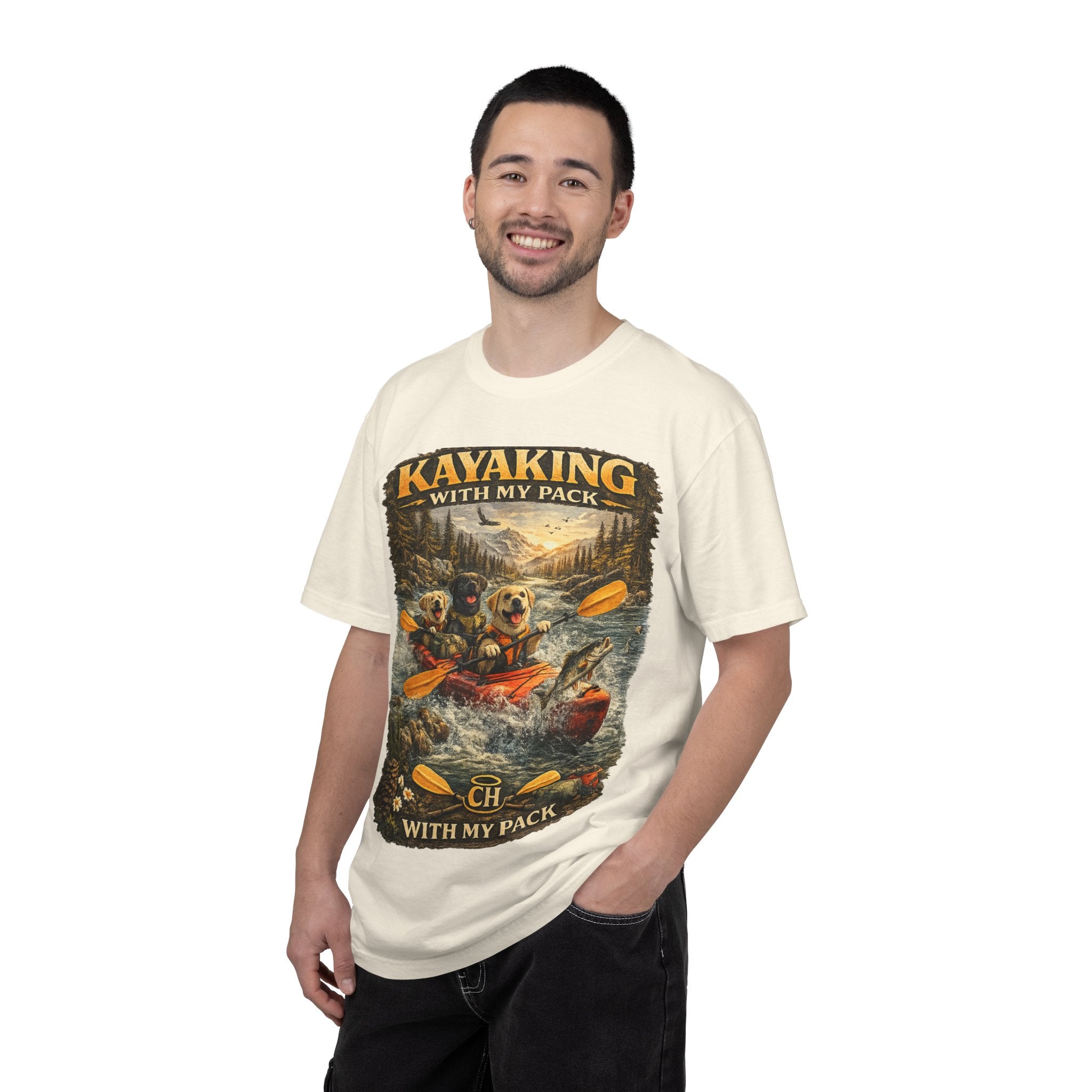 COLD HALO PETS |Kayaking T-Shirt Labrador Retriever Adventure Graphic Tee .