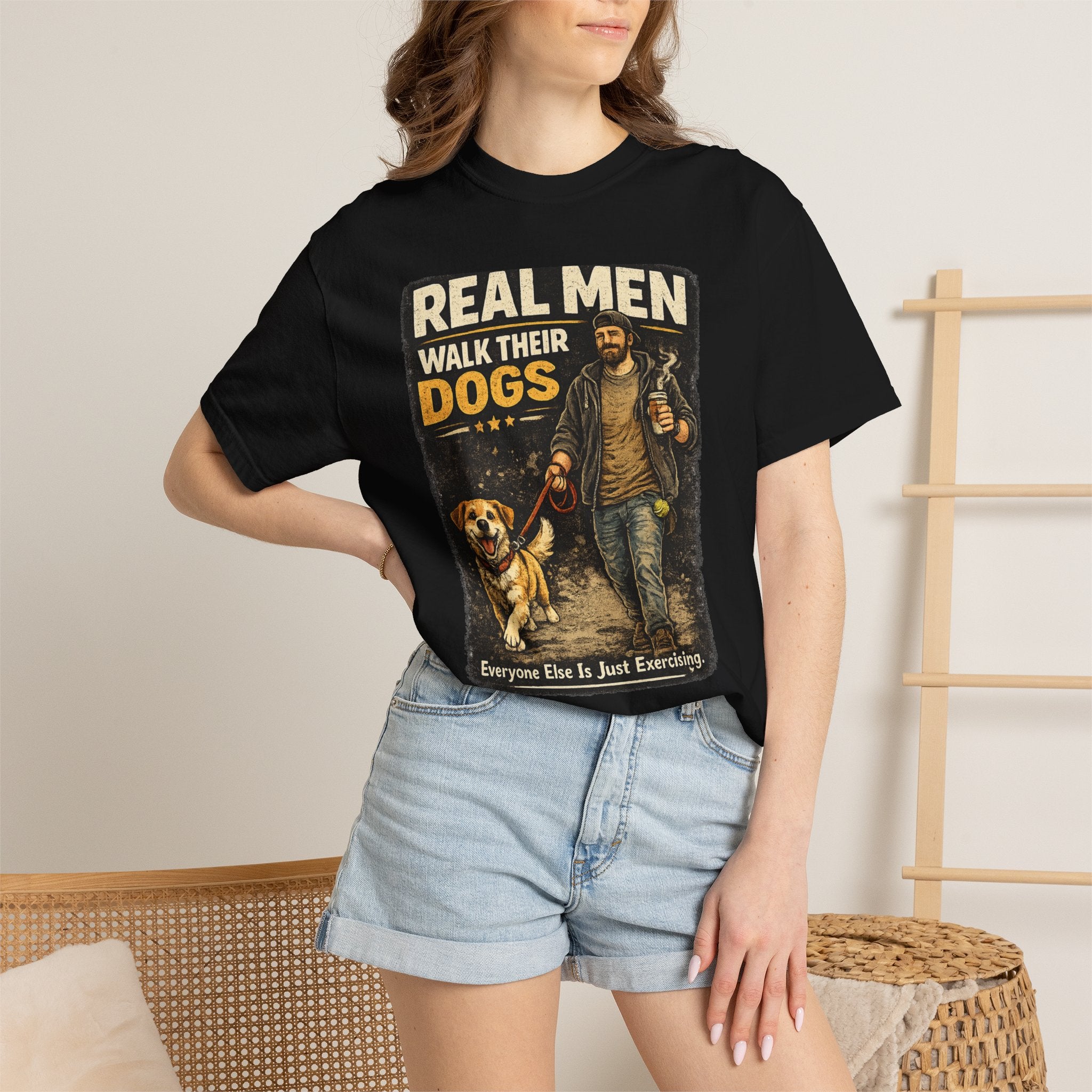 COLD HALO PETS |Real Men Walk Their Dogs Funny Dog Lover Graphic Tee