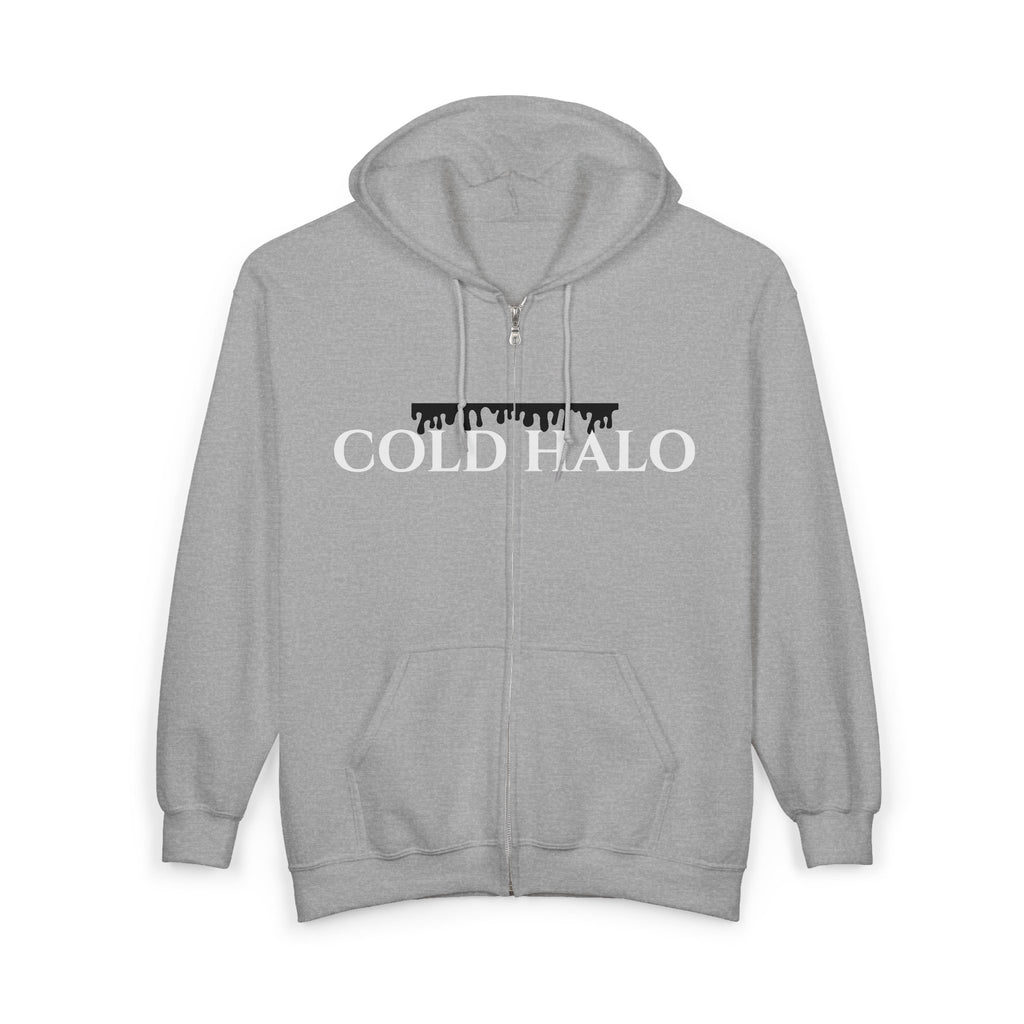 Cold Halo Zip Hoodie — Minimal Band Logo Full-Zip Hooded Sweatshirt