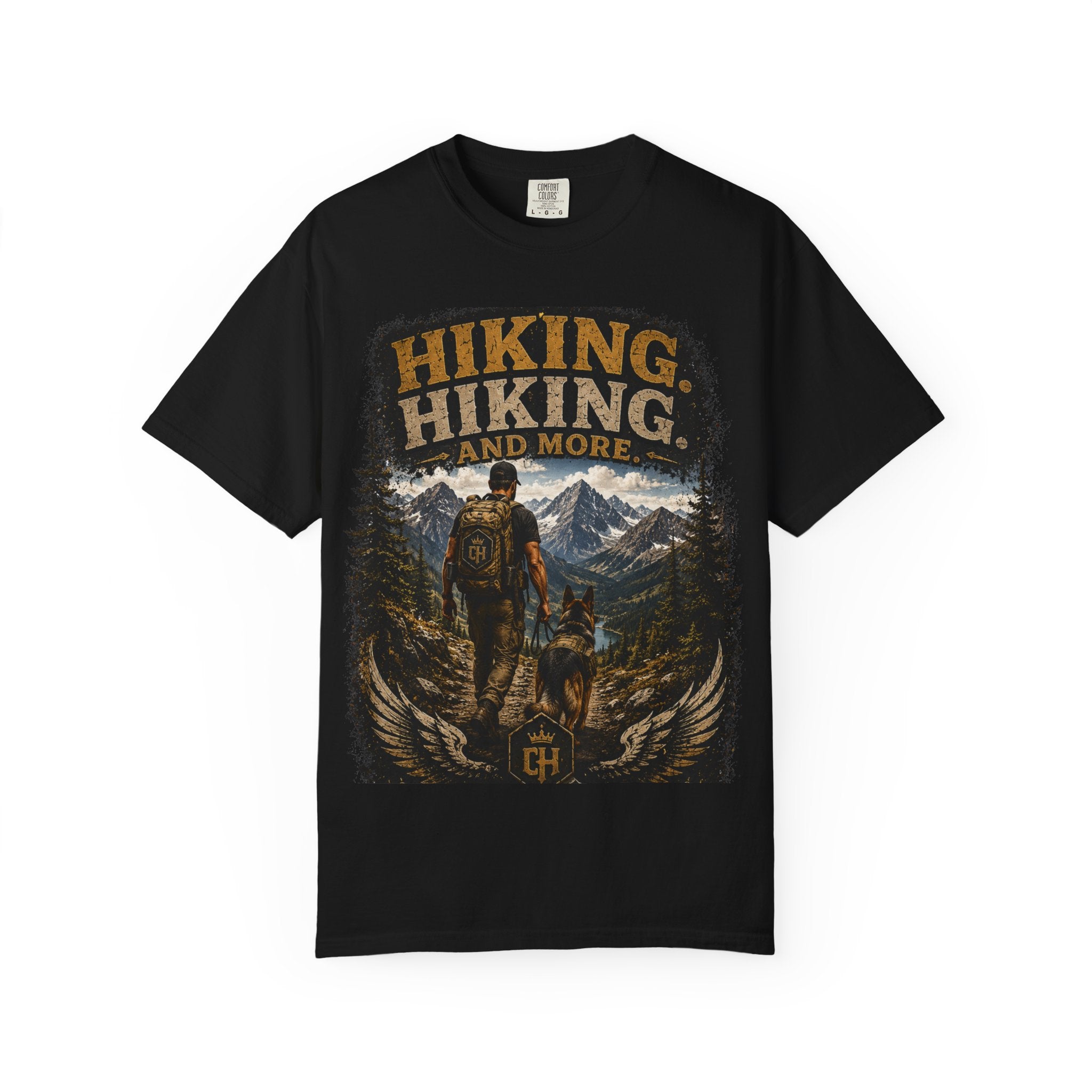 COLD HALO | Hiking With My Dog T-shirt| Adventure Dog Lover Tee| Mountain Hiking Graphic shirt|  Outdoor  Dog Dad Gifte