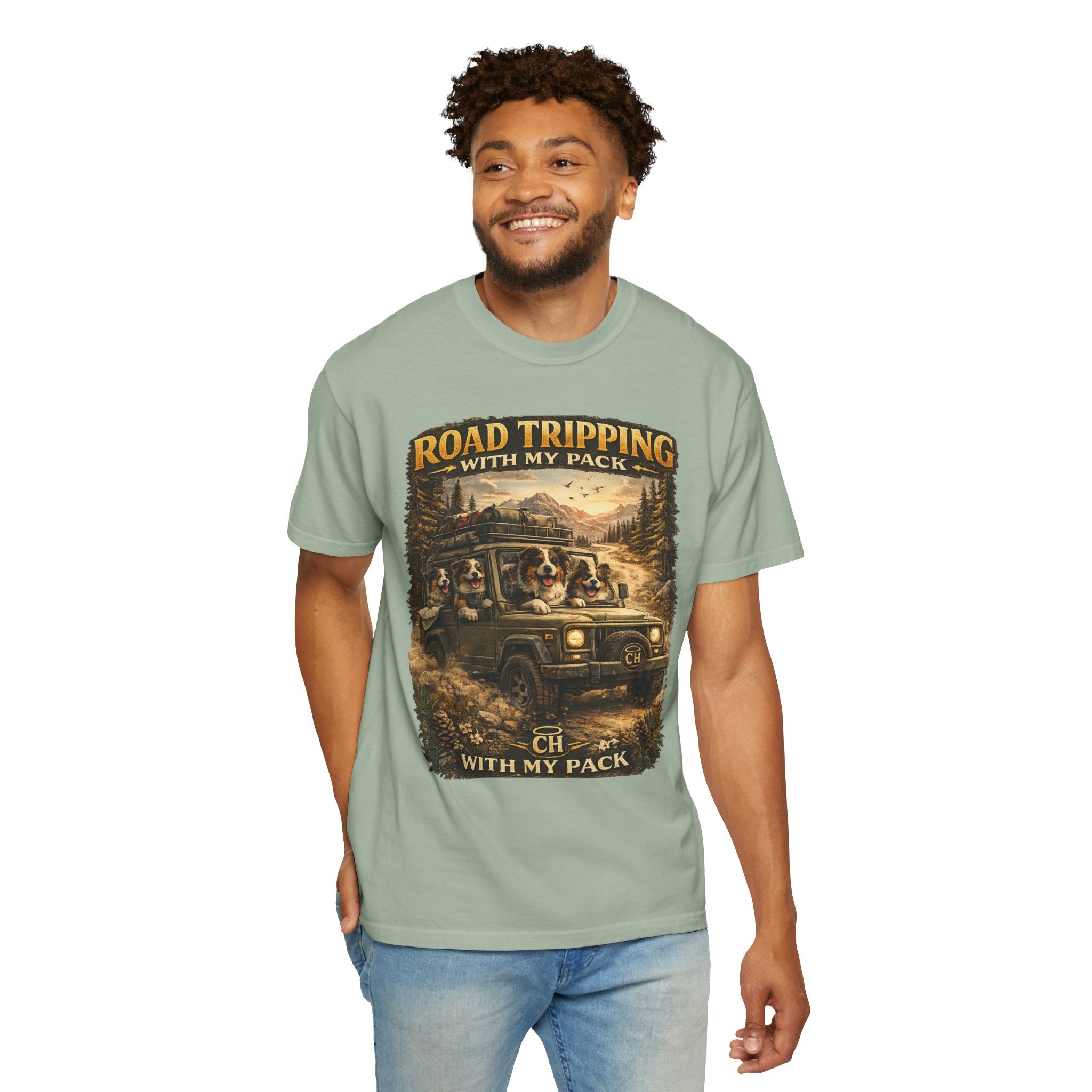 Road Tripping with My Pack T-Shirt| Funny Dog Road Trip -Shirt| Adventure Dog Lover Tee| Camping & Travel Gift Hor Pet Owners