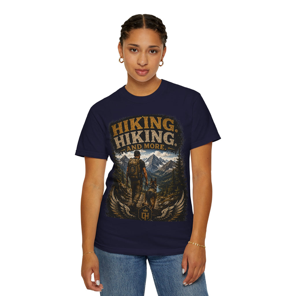 COLD HALO | Hiking With My Dog T-shirt| Adventure Dog Lover Tee| Mountain Hiking Graphic shirt|  Outdoor  Dog Dad Gifte