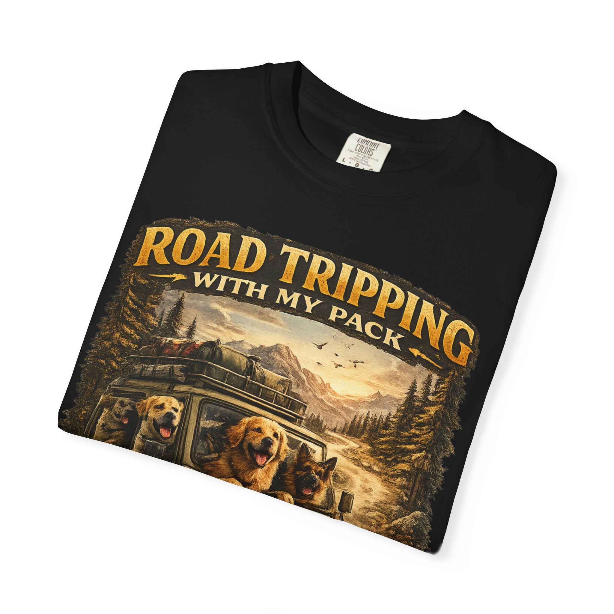 Road Tripping with My Pack T-Shirt| Funny Dog Road Trip -Shirt| Adventure Dog Lover Tee| Camping & Travel Gift Hor Pet Owners