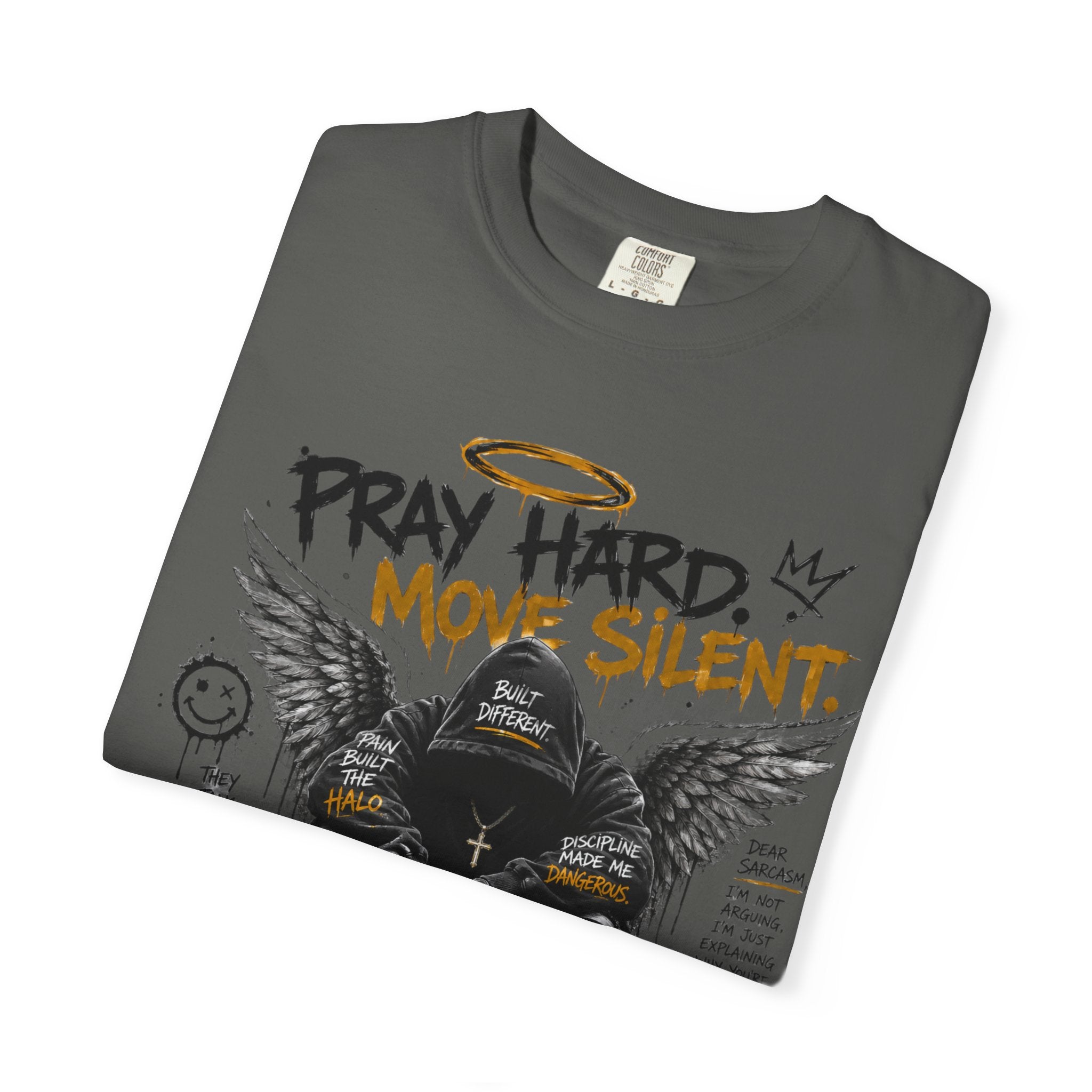 Pray Hard Move Silent T-Shirt — Graphic Faith Streetwear Tee