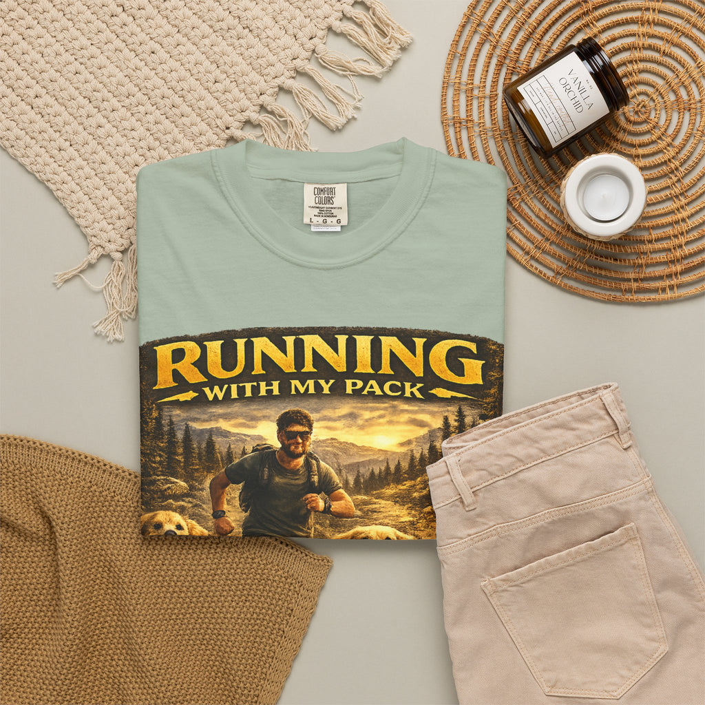 COLD HALO | Running with My Pack Dog Lover T-Shirt| Golden Retriever Trail running Tee| outdoor adventure | funny pet gift