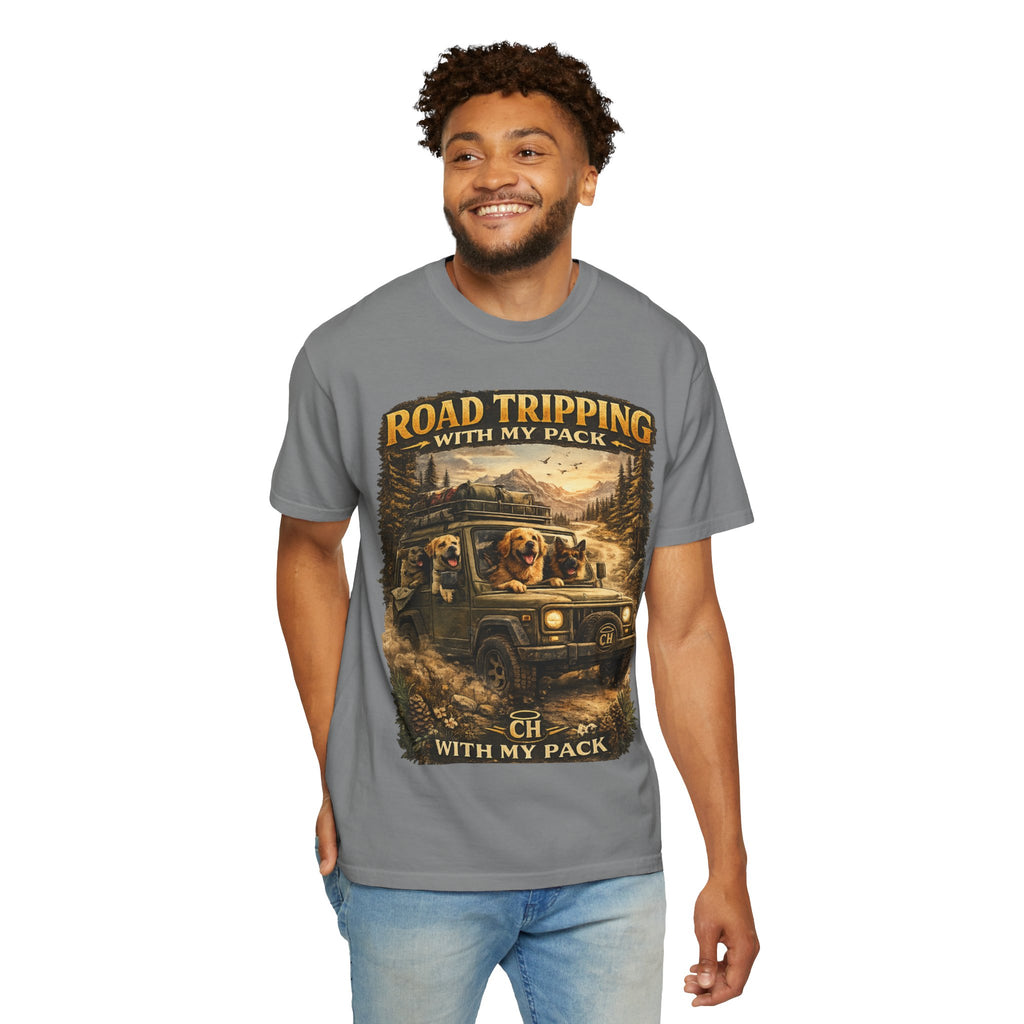 Road Tripping with My Pack T-Shirt| Funny Dog Road Trip -Shirt| Adventure Dog Lover Tee| Camping & Travel Gift Hor Pet Owners