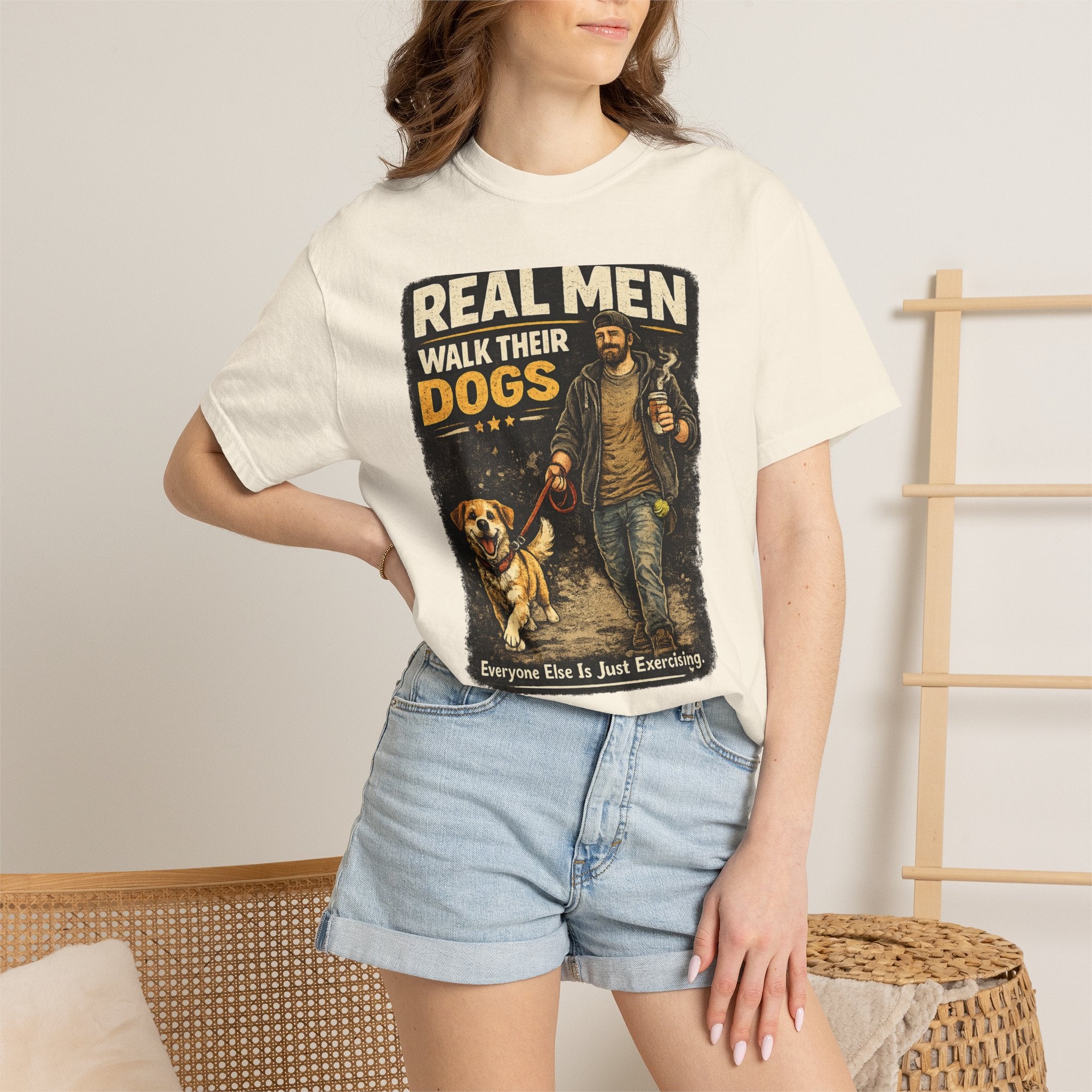 COLD HALO PETS |Real Men Walk Their Dogs Funny Dog Lover Graphic Tee