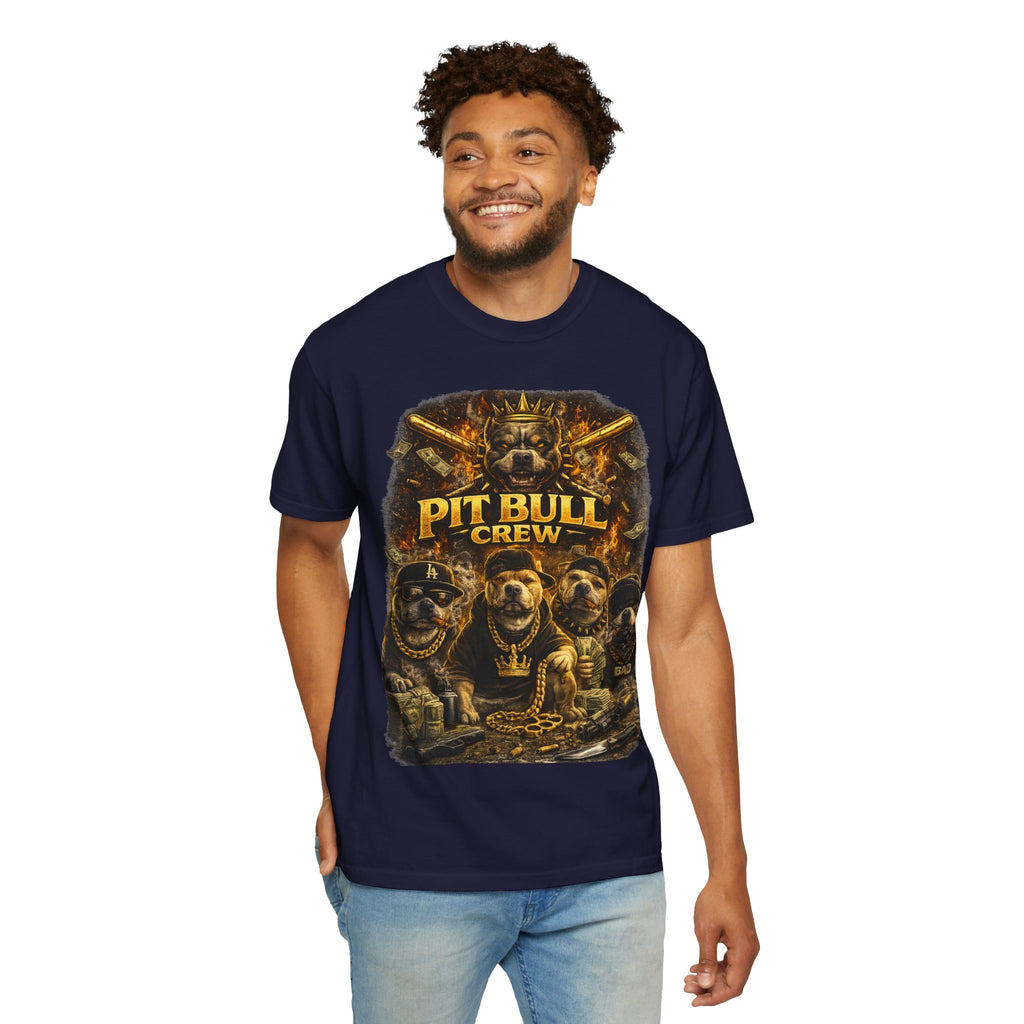 COLD HALO | Pit Bull Crew Graphic T-Shirt| Urban  streetwear  dog shirt|  — Bold Streetwear Tee for Dog Lovers| Pitbull Lover Gift for men and women