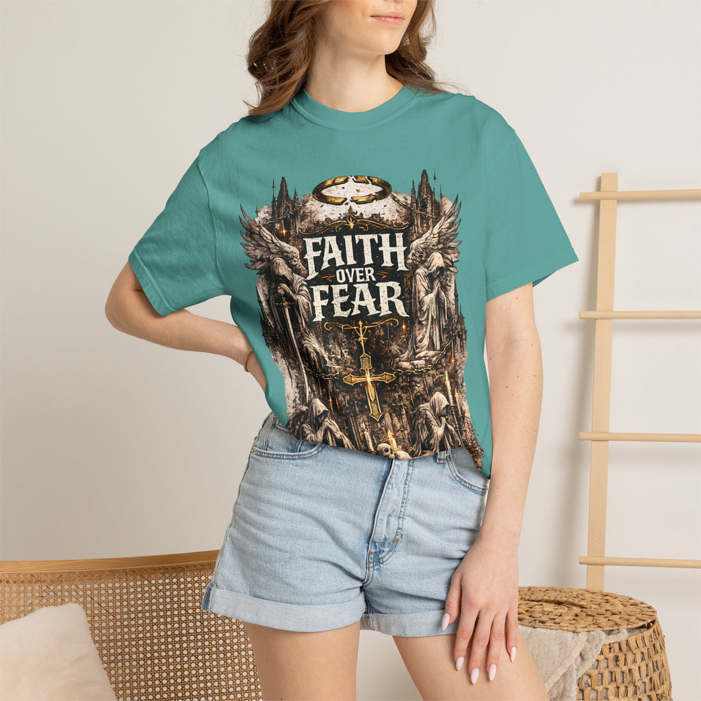 Faith Over Fear Christian Inspirational Cross comfort Graphic Tee