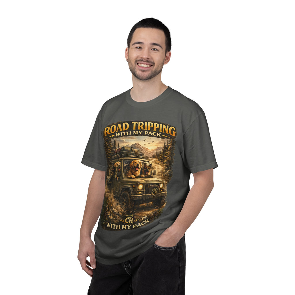 Road Tripping with My Pack T-Shirt| Funny Dog Road Trip -Shirt| Adventure Dog Lover Tee| Camping & Travel Gift Hor Pet Owners