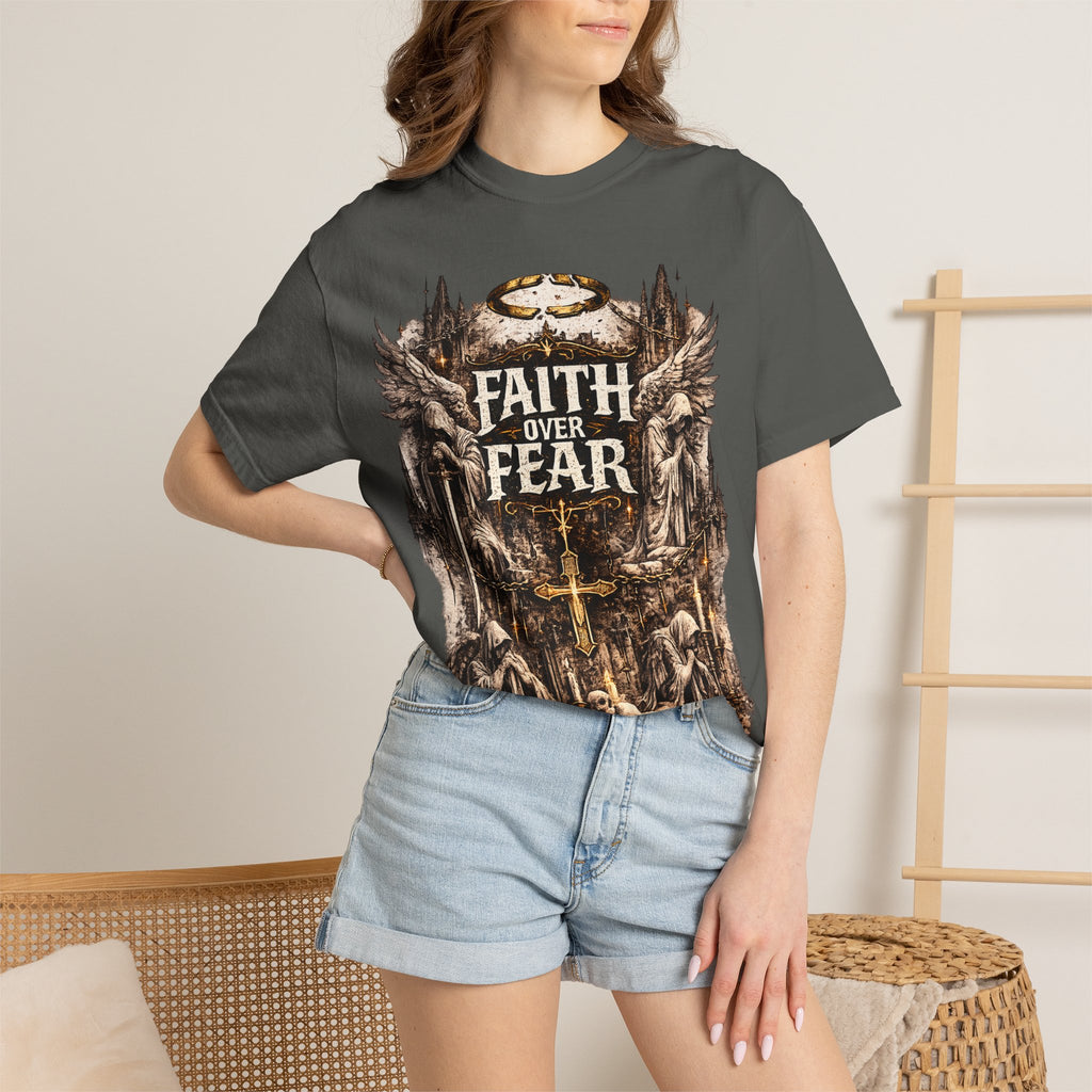 Faith Over Fear Christian Inspirational Cross comfort Graphic Tee