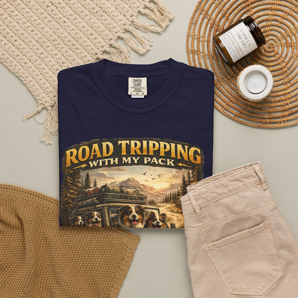 Road Tripping with My Pack T-Shirt| Funny Dog Road Trip -Shirt| Adventure Dog Lover Tee| Camping & Travel Gift Hor Pet Owners