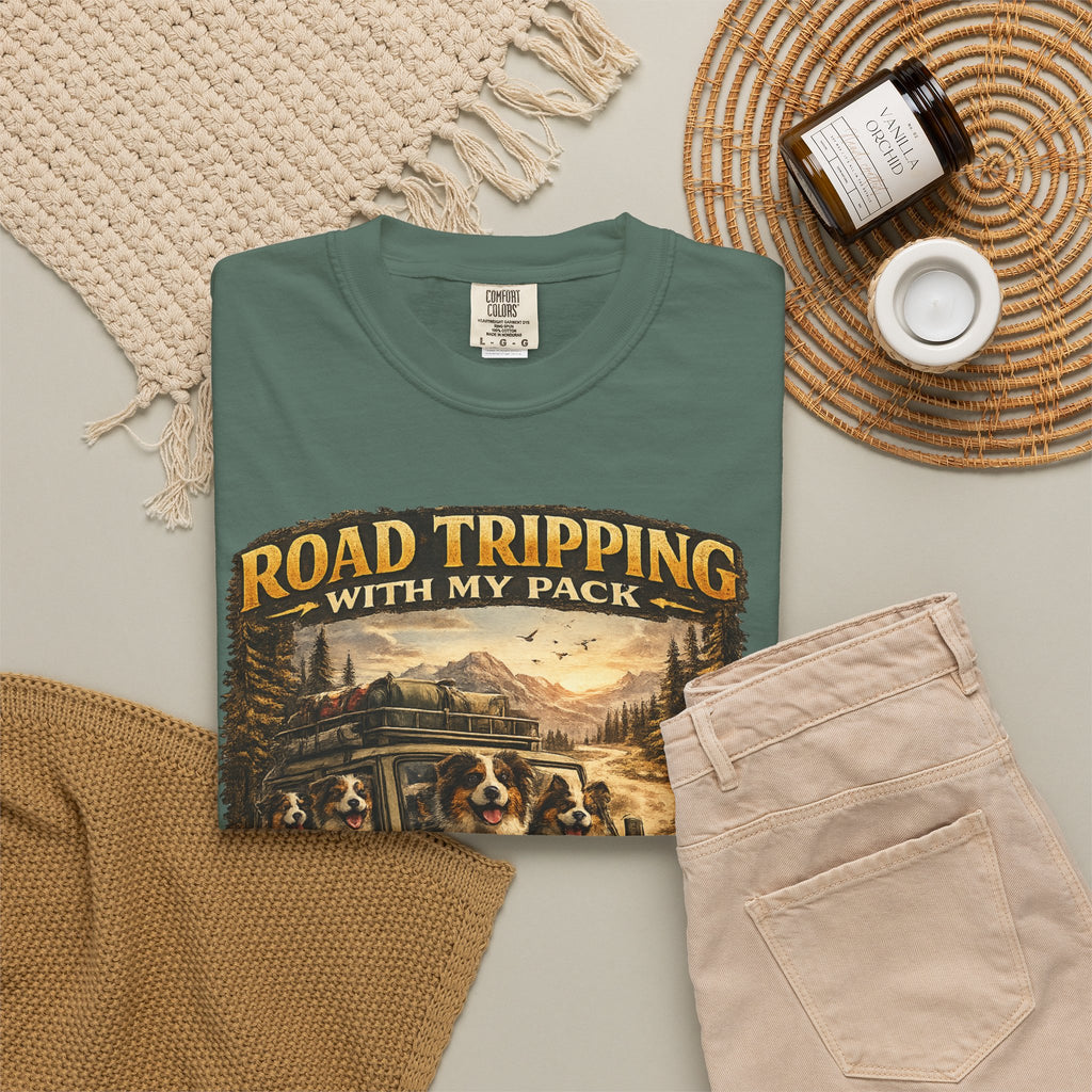 Road Tripping with My Pack T-Shirt| Funny Dog Road Trip -Shirt| Adventure Dog Lover Tee| Camping & Travel Gift Hor Pet Owners