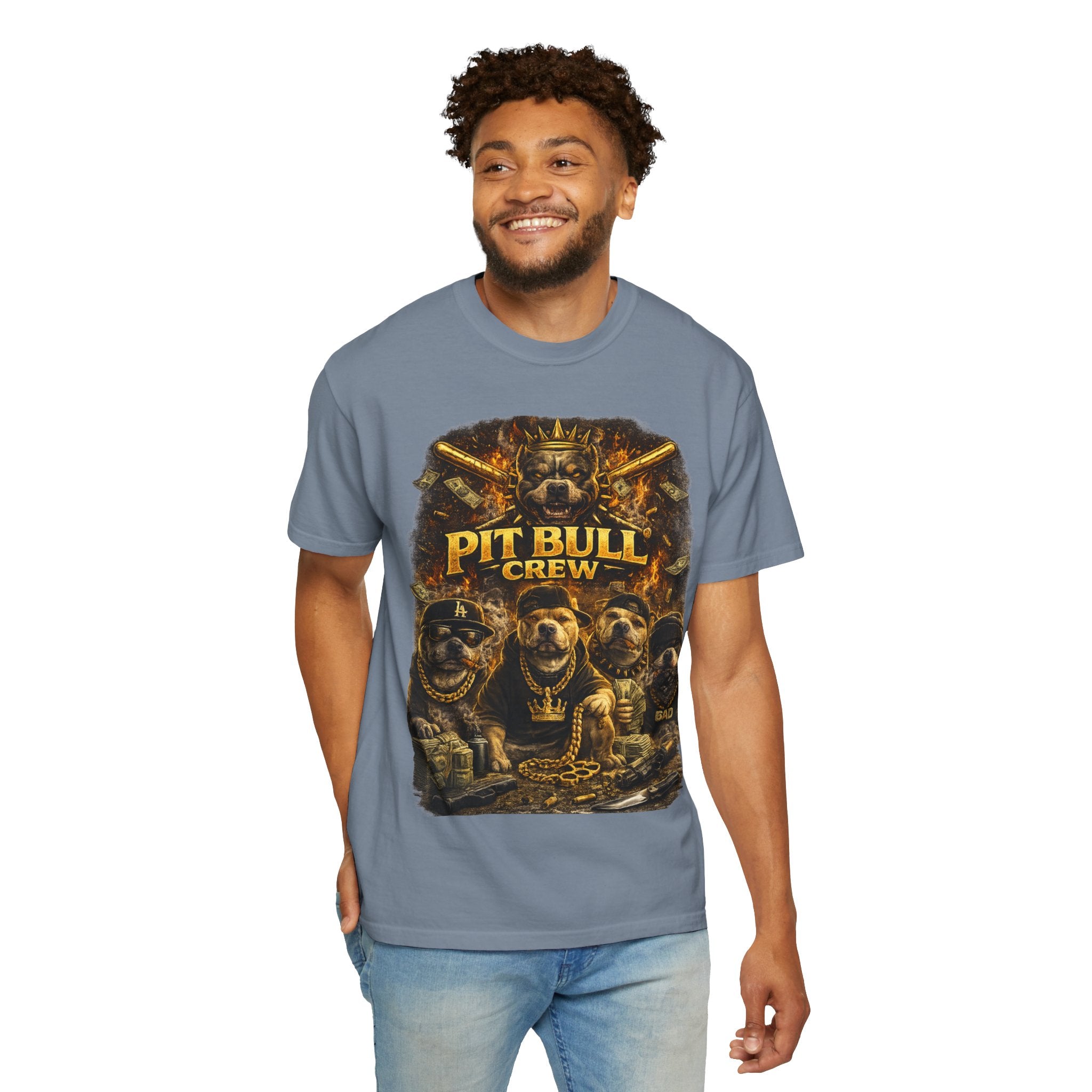 COLD HALO | Pit Bull Crew Graphic T-Shirt| Urban  streetwear  dog shirt|  — Bold Streetwear Tee for Dog Lovers| Pitbull Lover Gift for men and women